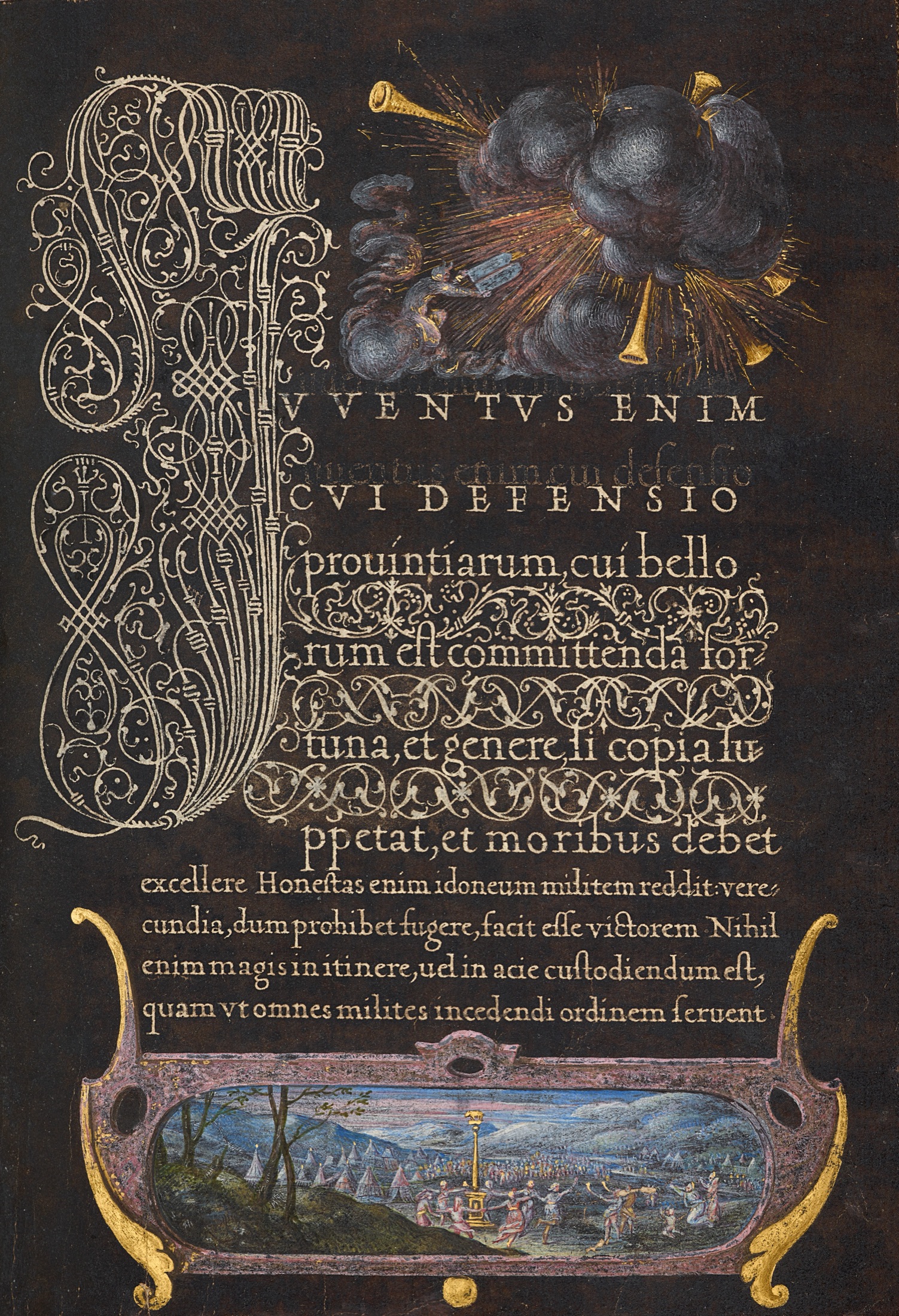 Moses Receiving the Ten Commandments; The Israelites Dancing around the Golden Calf — Joris Hoefnagel (Illuminator); Georg Bocskay (Scribe)
