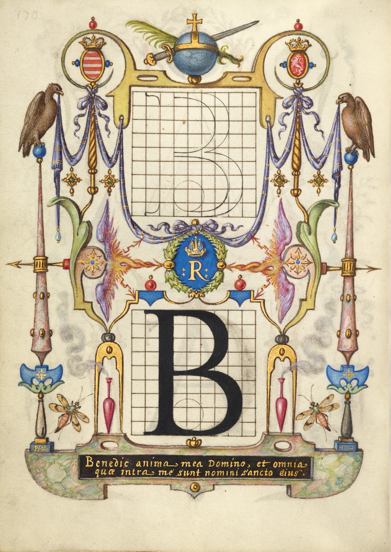 Guide for Constructing the Letter B — Joris Hoefnagel (Illuminator)