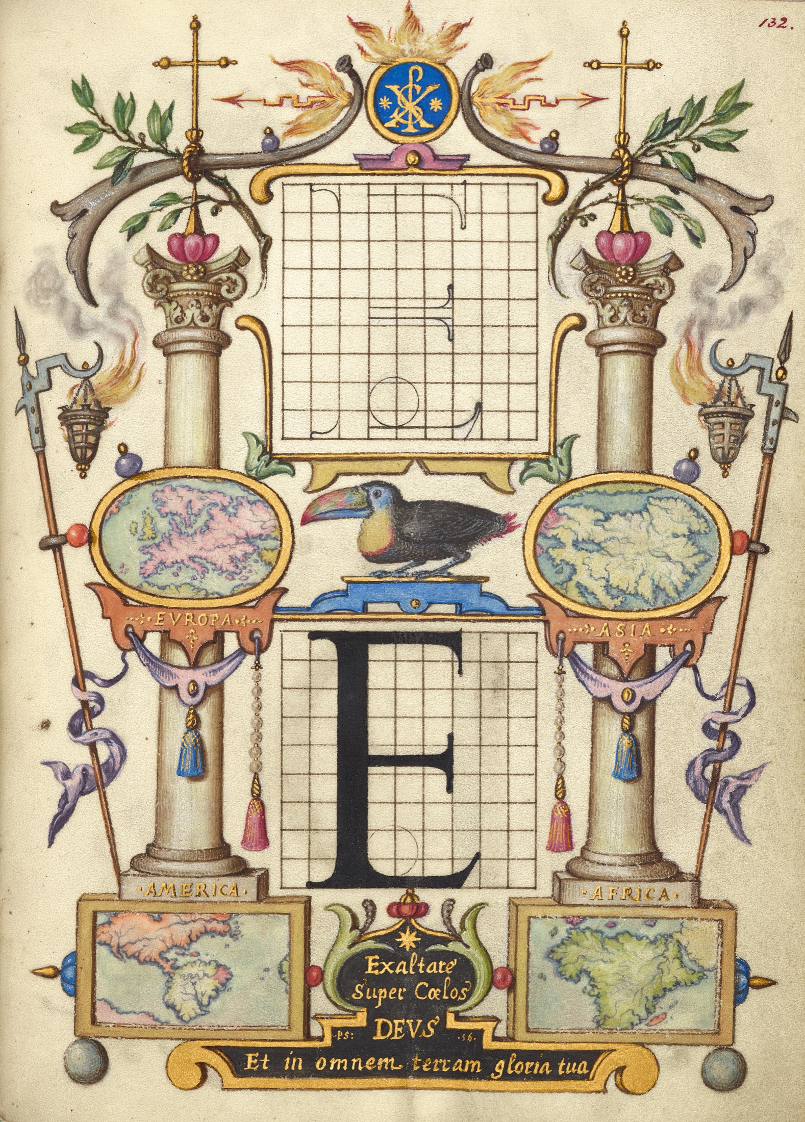 Guide for Constructing the Letter E — Joris Hoefnagel (Illuminator)