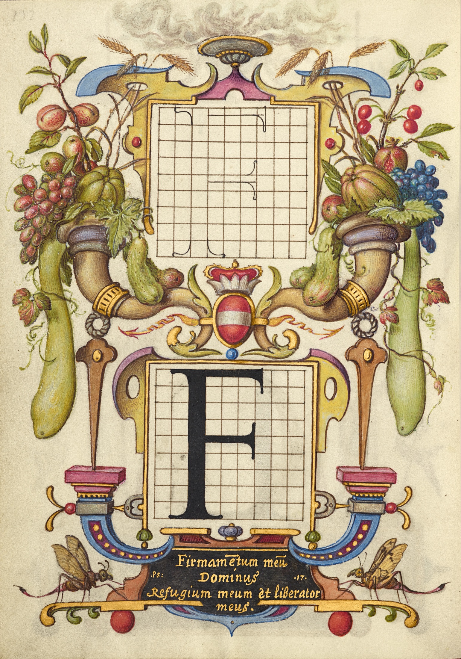 Guide for Constructing the Letter F — Joris Hoefnagel (Illuminator)