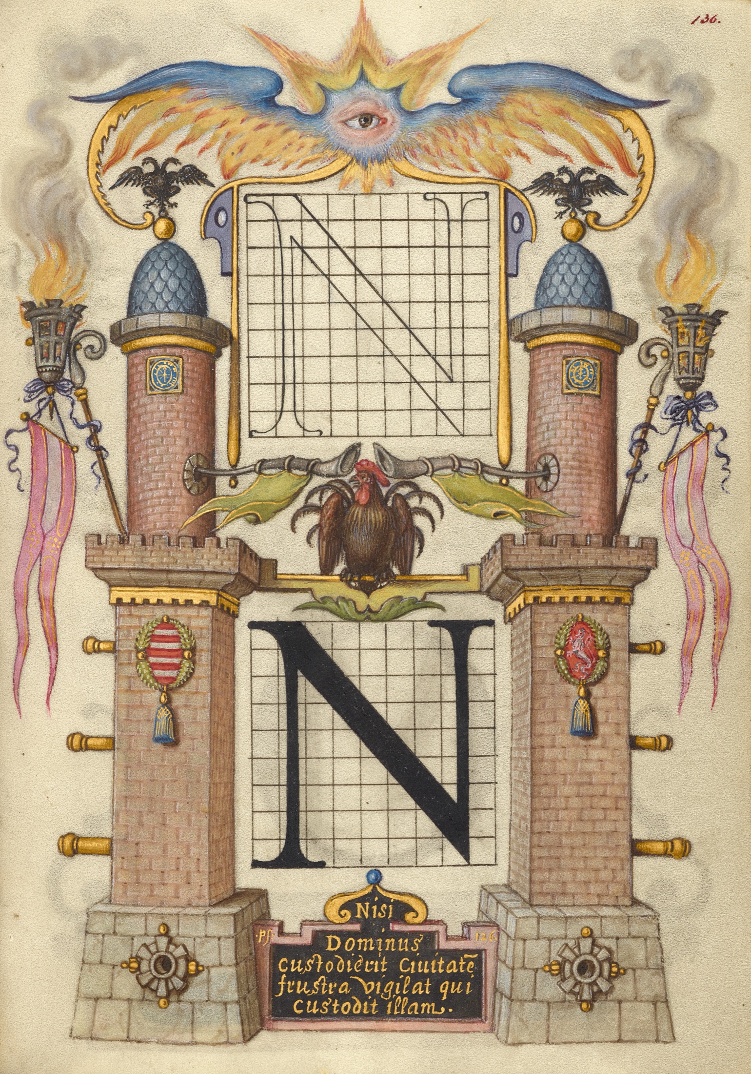 Guide for Constructing the Letter N — Joris Hoefnagel (Illuminator)