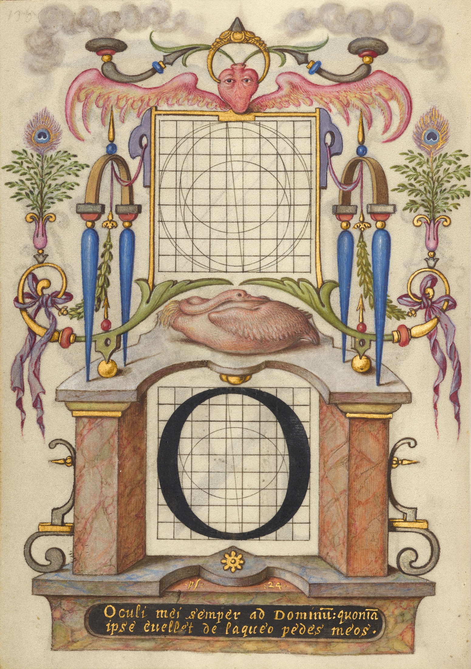 Guide for Constructing the Letter O — Joris Hoefnagel (Illuminator)