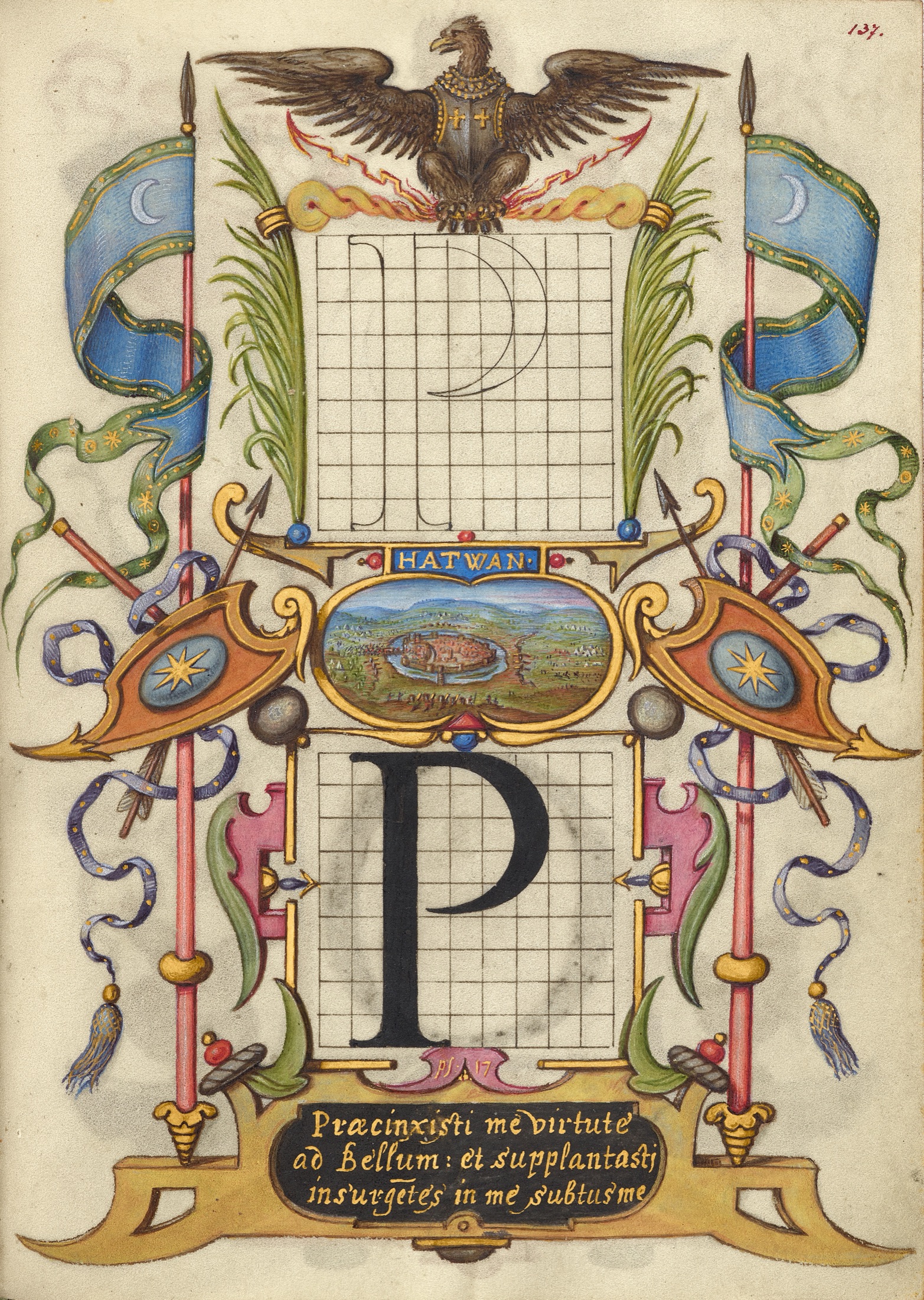 Guide for Constructing the Letter P — Joris Hoefnagel (Illuminator)