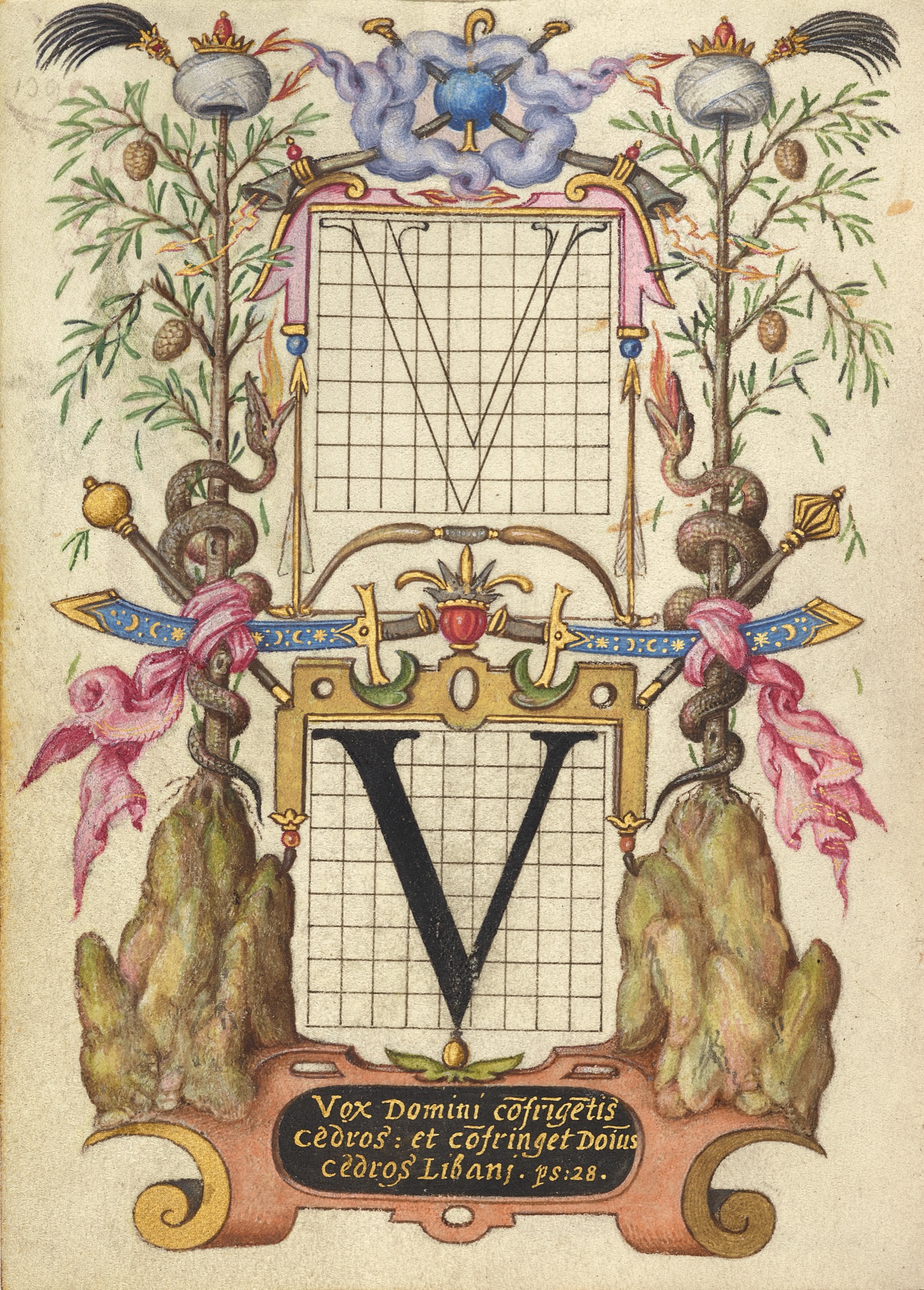 Guide for Constructing the Letter V — Joris Hoefnagel (Illuminator)