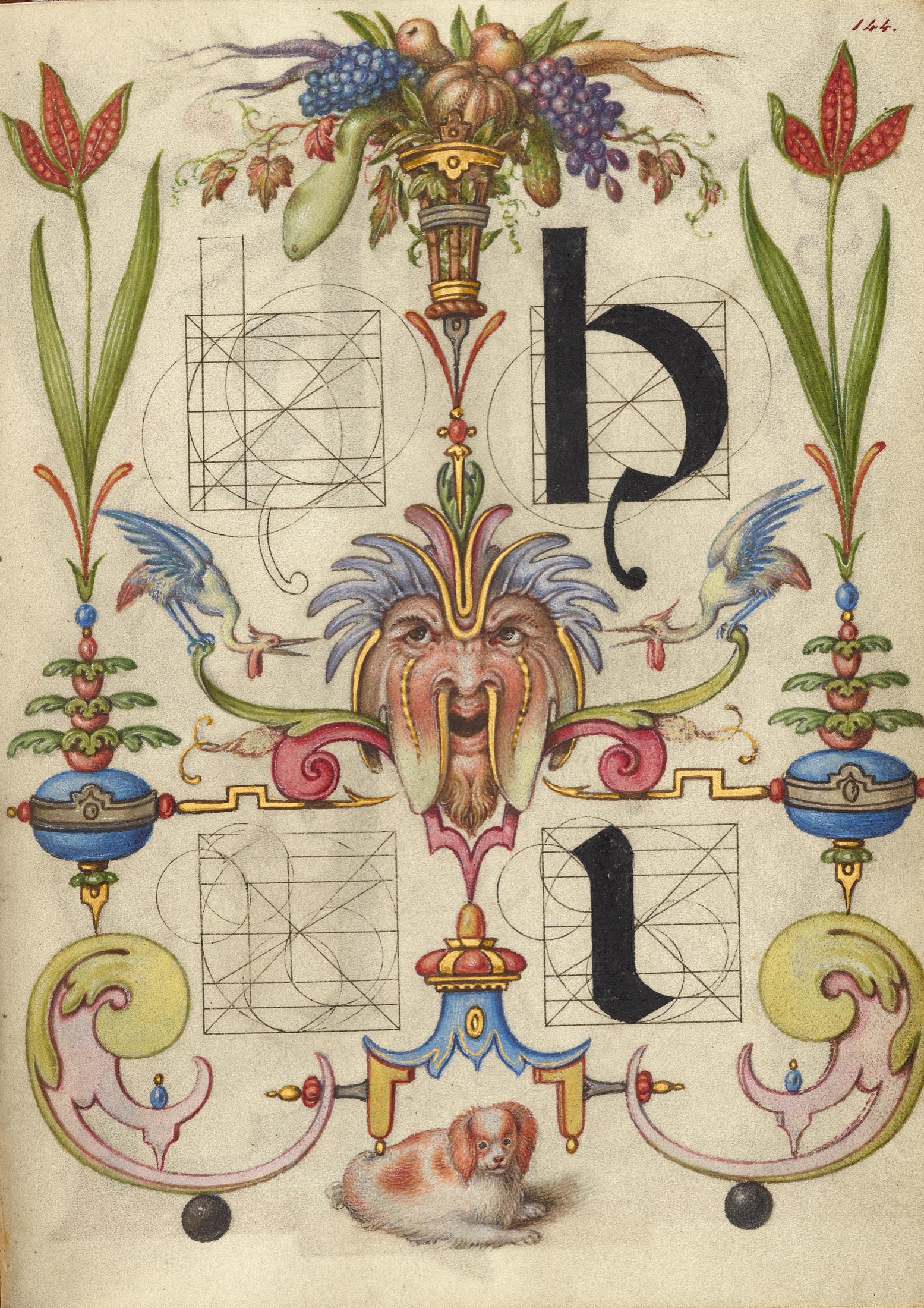Guide for Constructing the Letters h and i — Joris Hoefnagel (Illuminator)