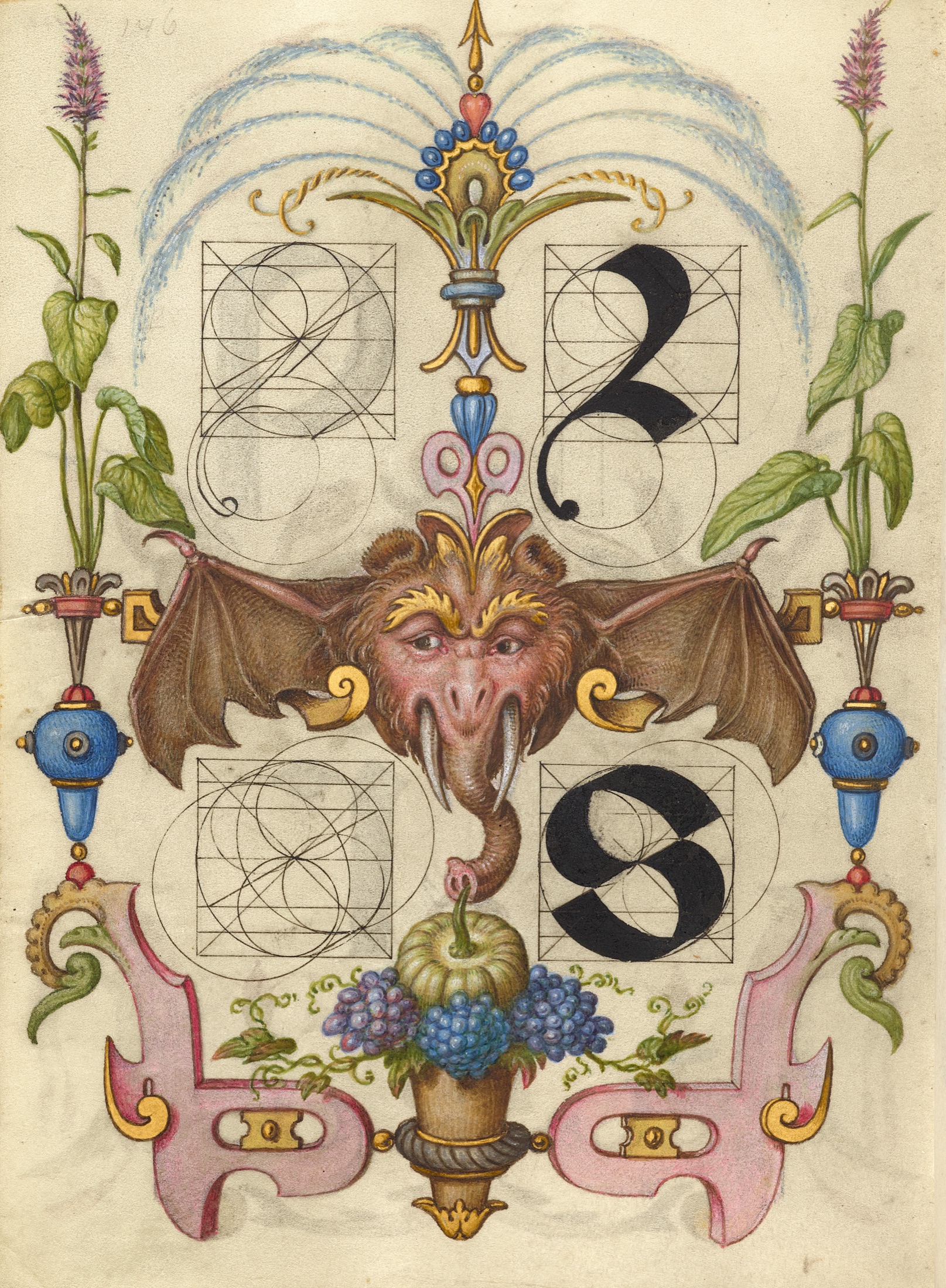 Guide for Constructing the Letters r and s — Joris Hoefnagel (Illuminator)
