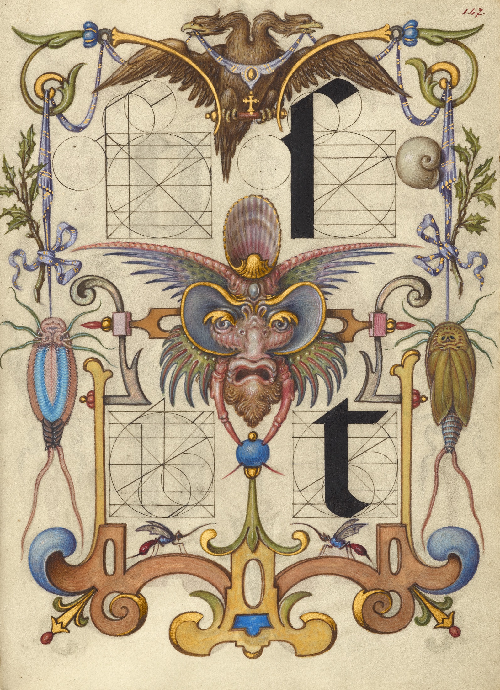 Guide for Constructing the Letters s and t — Joris Hoefnagel (Illuminator)