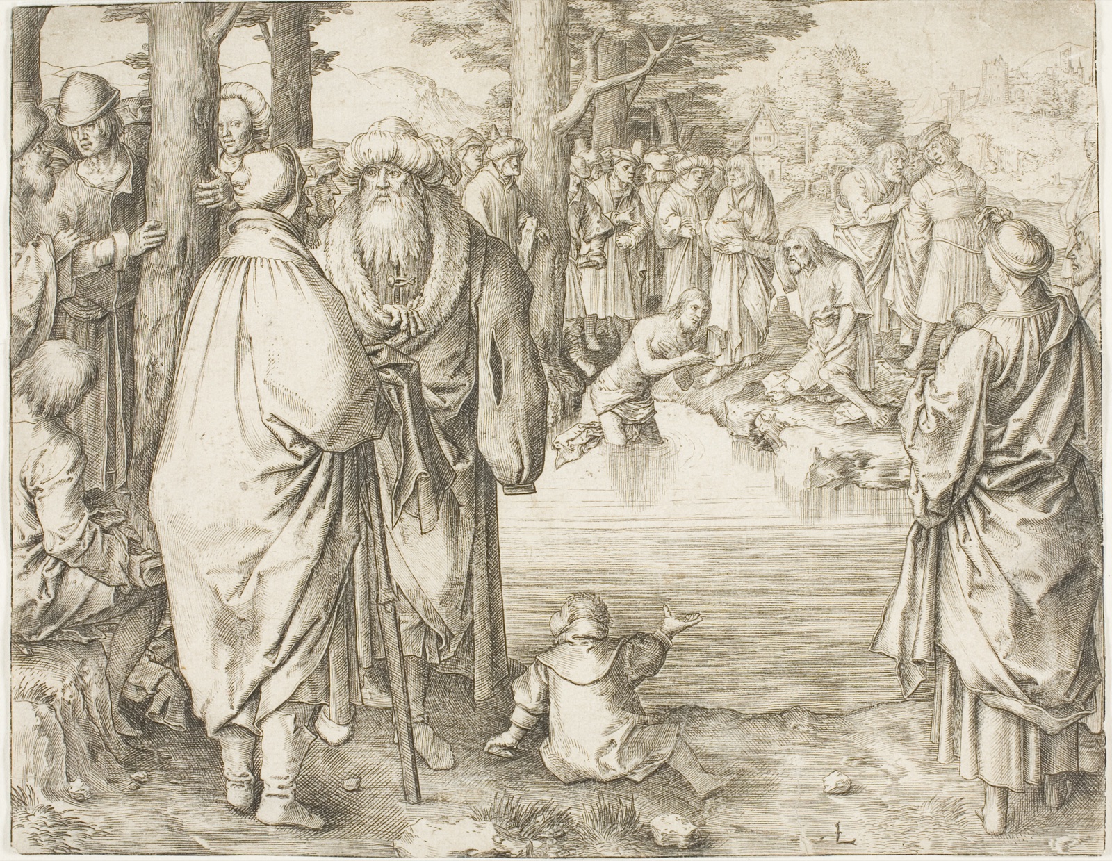 The Baptism of Christ in the River Jordan — Lucas van Leyden; Netherlandish, c. 1494-1533