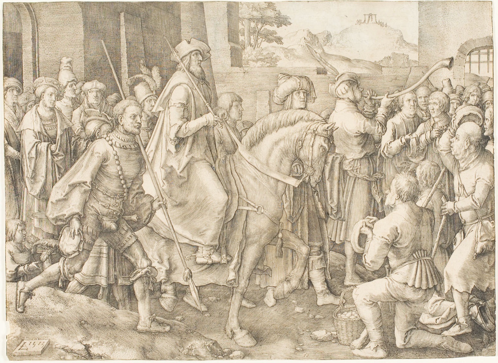 The Triumph of Mordecai — Lucas van Leyden; Netherlandish, c. 1494-1533