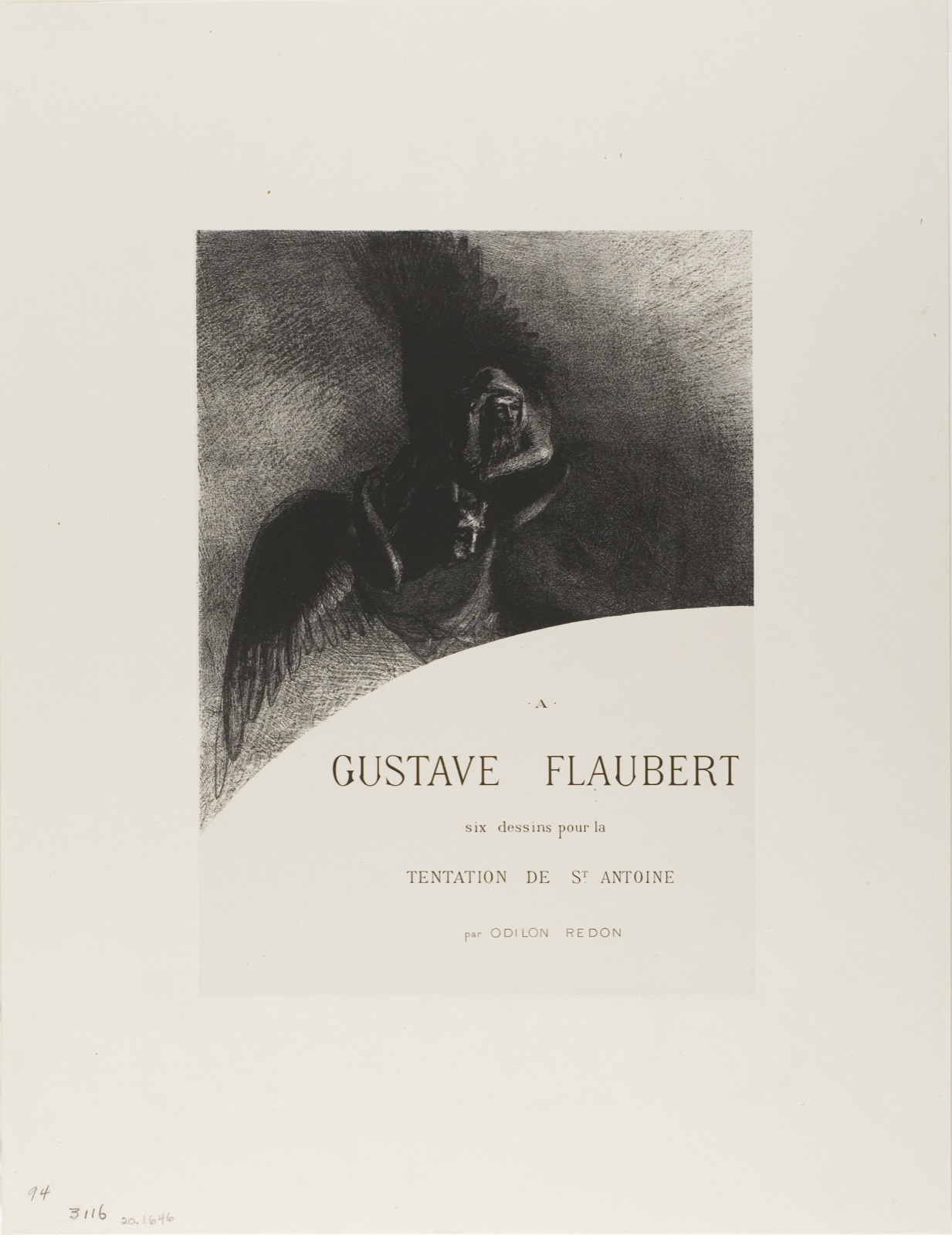 Frontispiece to A Gustave Flaubert (To Gustave Flaubert) — Odilon Redon; French, 1840-1916