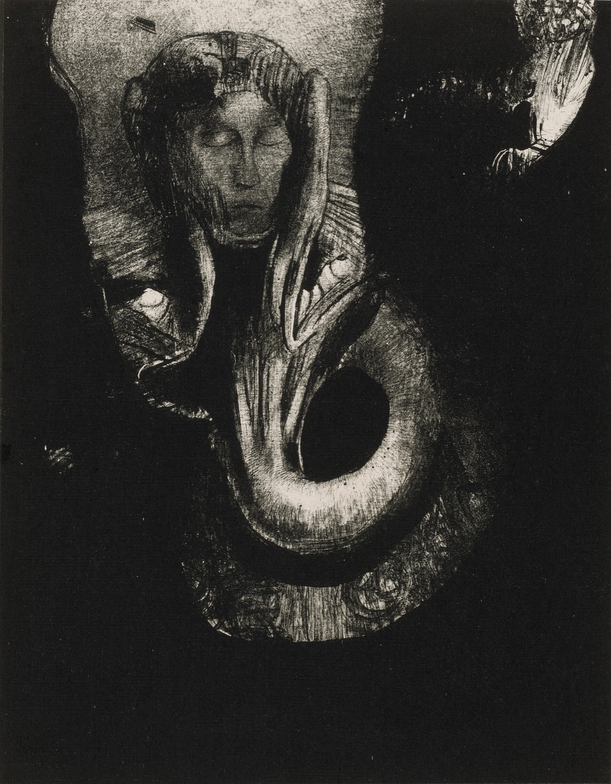 Oannes: "I, the first consciousness in Chaos, rose from the abyss to harden matter, to determine forms," plate 14 from The Temptation of Saint Anthony (3rd series) — Odilon Redon; French, 1840-1916