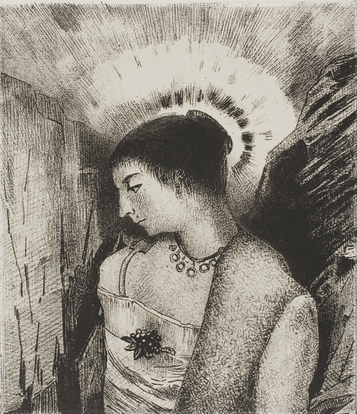 Here is the Good Goddess, the Idaean Mother of the Mountains, plate 15 of 24 — Odilon Redon; French, 1840-1916