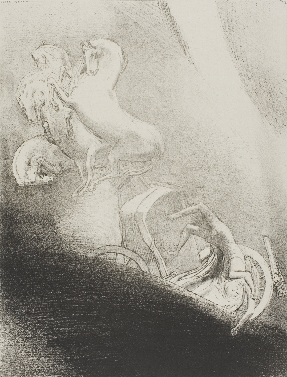 He Falls Head Foremost Into the Abyss, plate 17 of 24 — Odilon Redon; French, 1840-1916