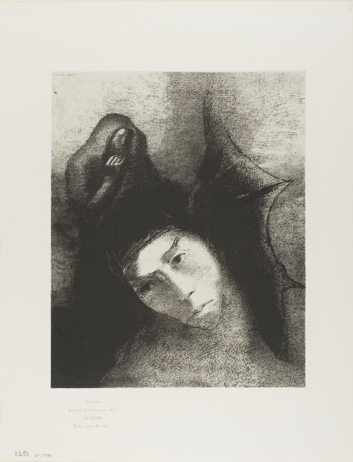 Anthony: "What is the object of all this?" The Devil: "There is no object!", plate 18 of 24 — Odilon Redon; French, 1840-1916