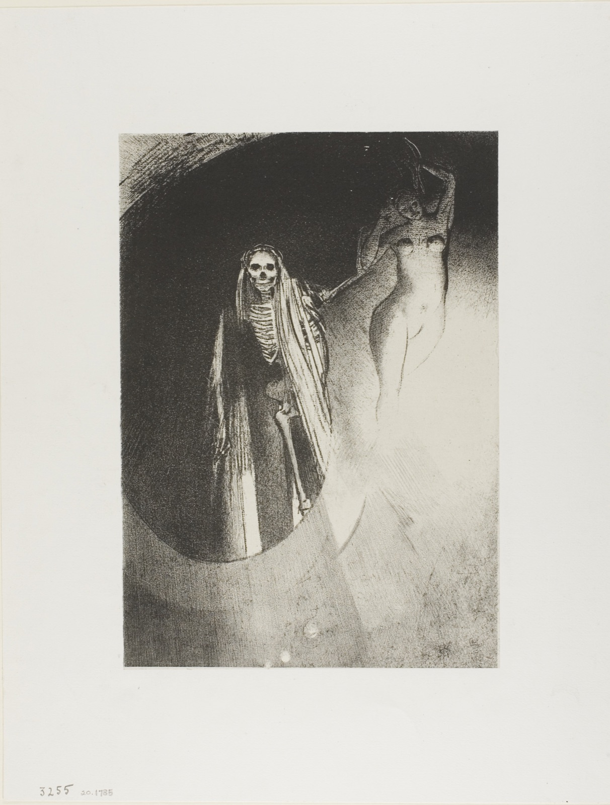 Death: It is I Who Make You Serious; Let Us Embrace Each Other, plate 20 of 24 — Odilon Redon; French, 1840-1916