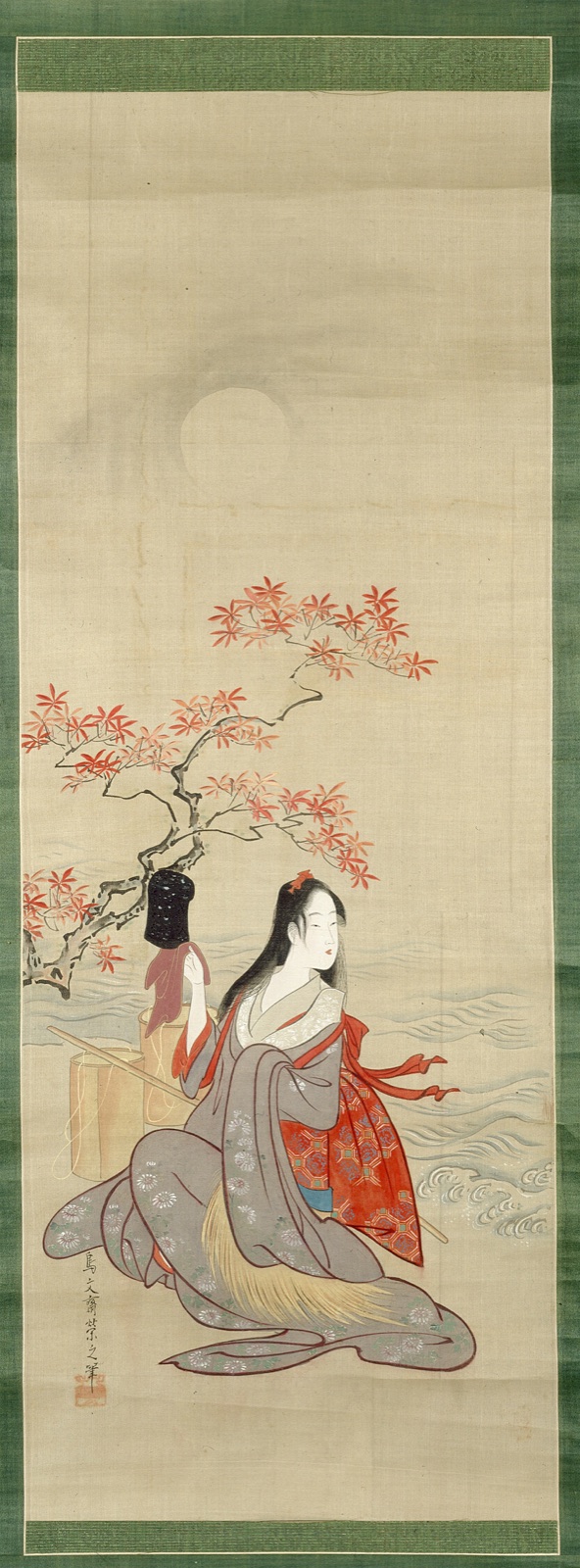 The Salt Maidens, Murasame with Yukihira's Hat — Chobunsai Eishi; Japanese, 1756-1829