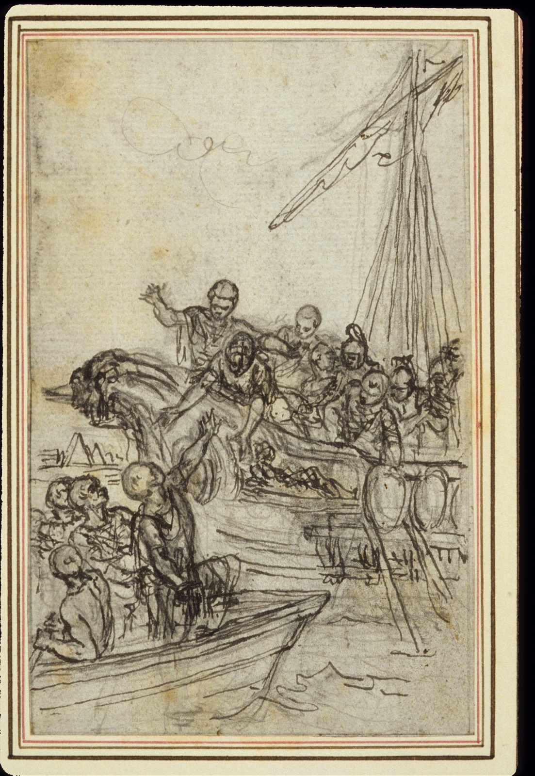 Study for Lucain's "La Pharsale", Canto VIII — Hubert François Gravelot; French, 1699-1773