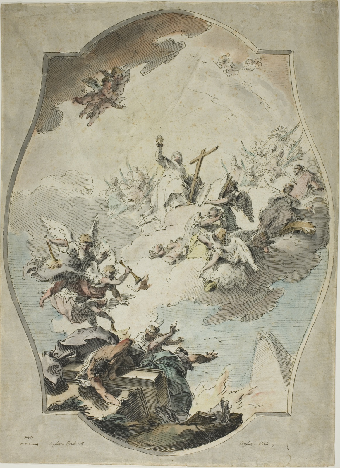 Faith Overcoming Heresy (recto); Tracing after Faith Overcoming Heresy (verso) — Pietro Antonio Novelli; Italian, 1729-1804