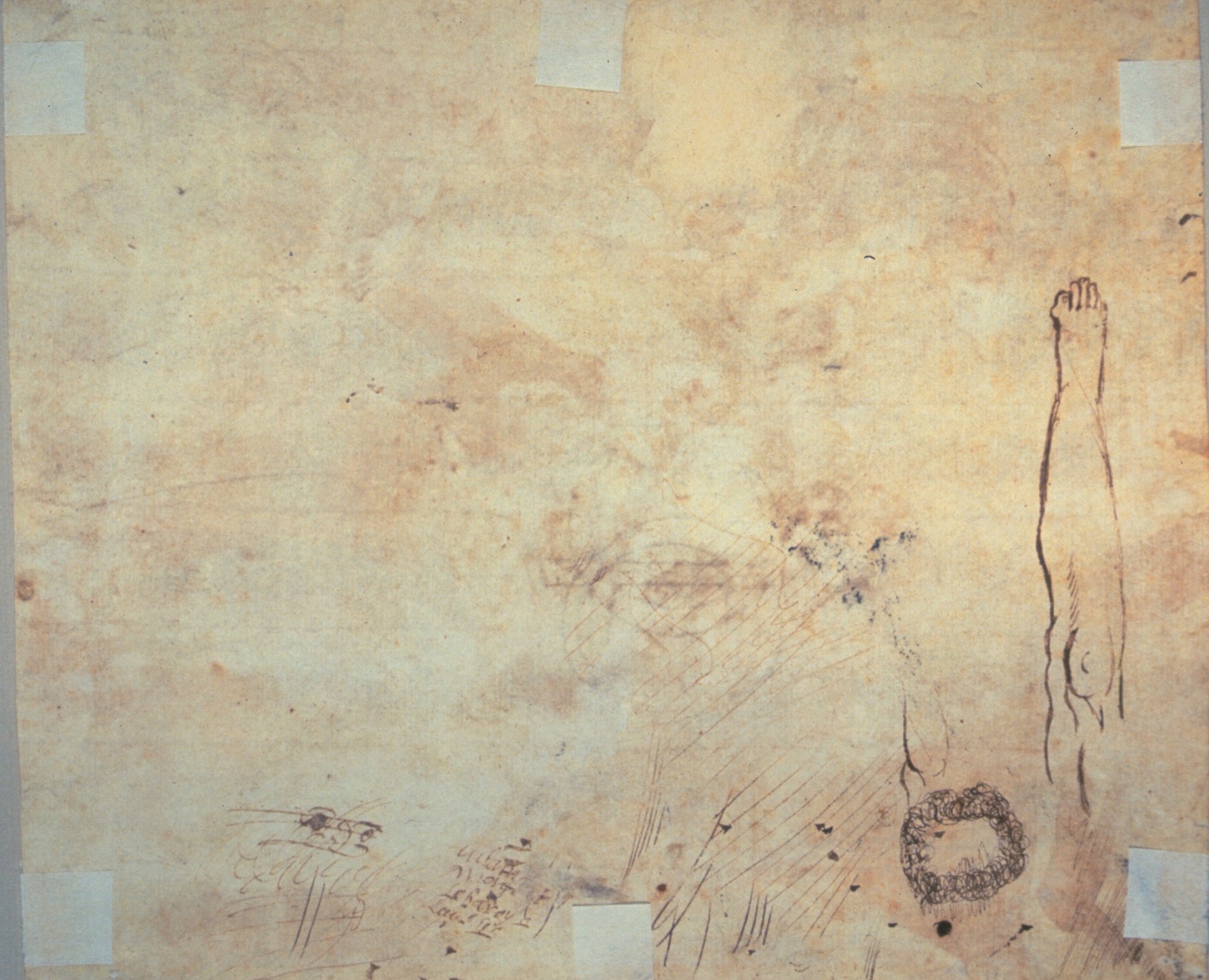 Study of a Leg, Flourish, and Doodles — Jacques Bellange; French, c. 1575-1616