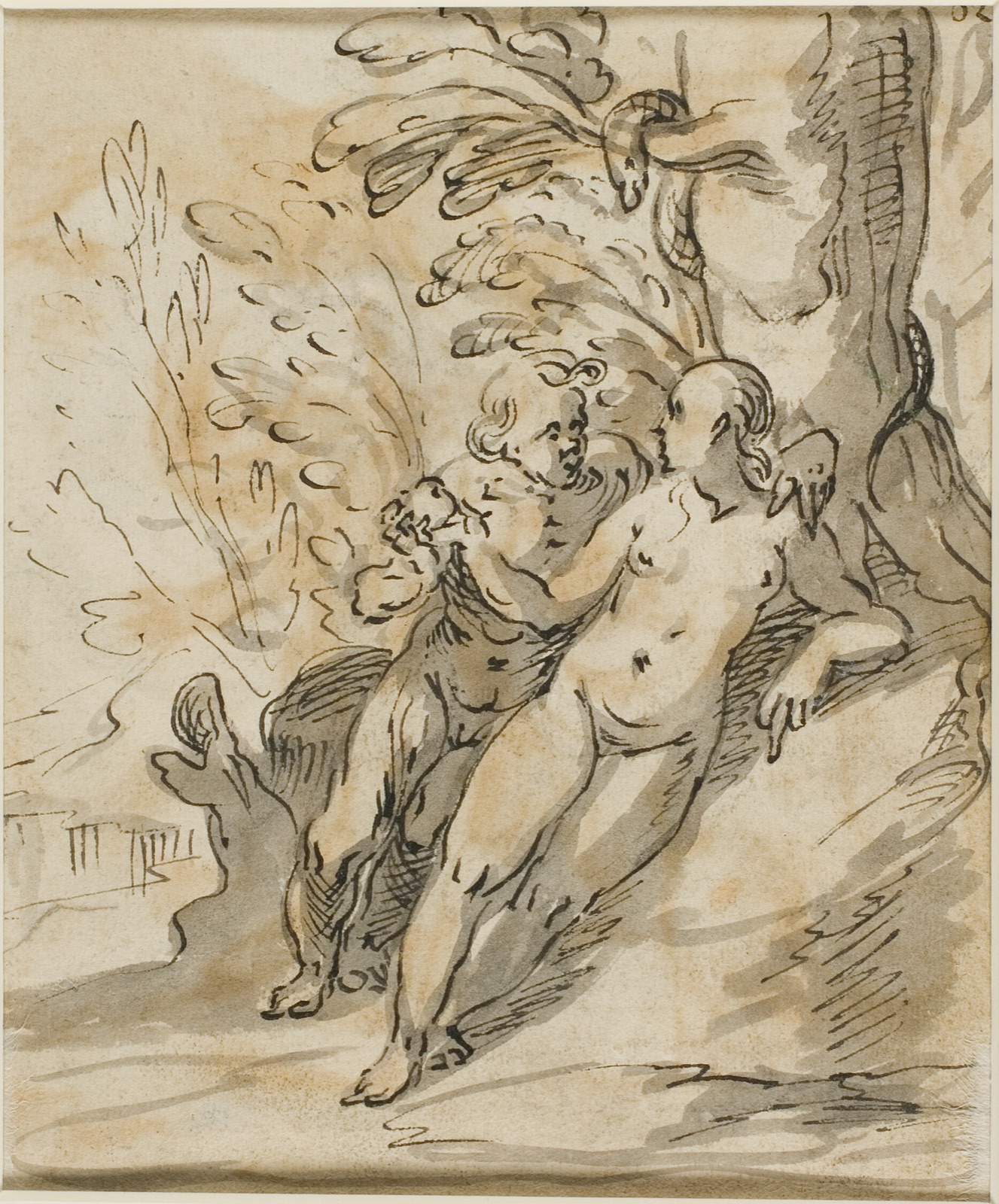 Adam and Eve Under a Tree (recto); Two Men in Dispute (verso) — Hermann Weyer; German, c. 1596-1621