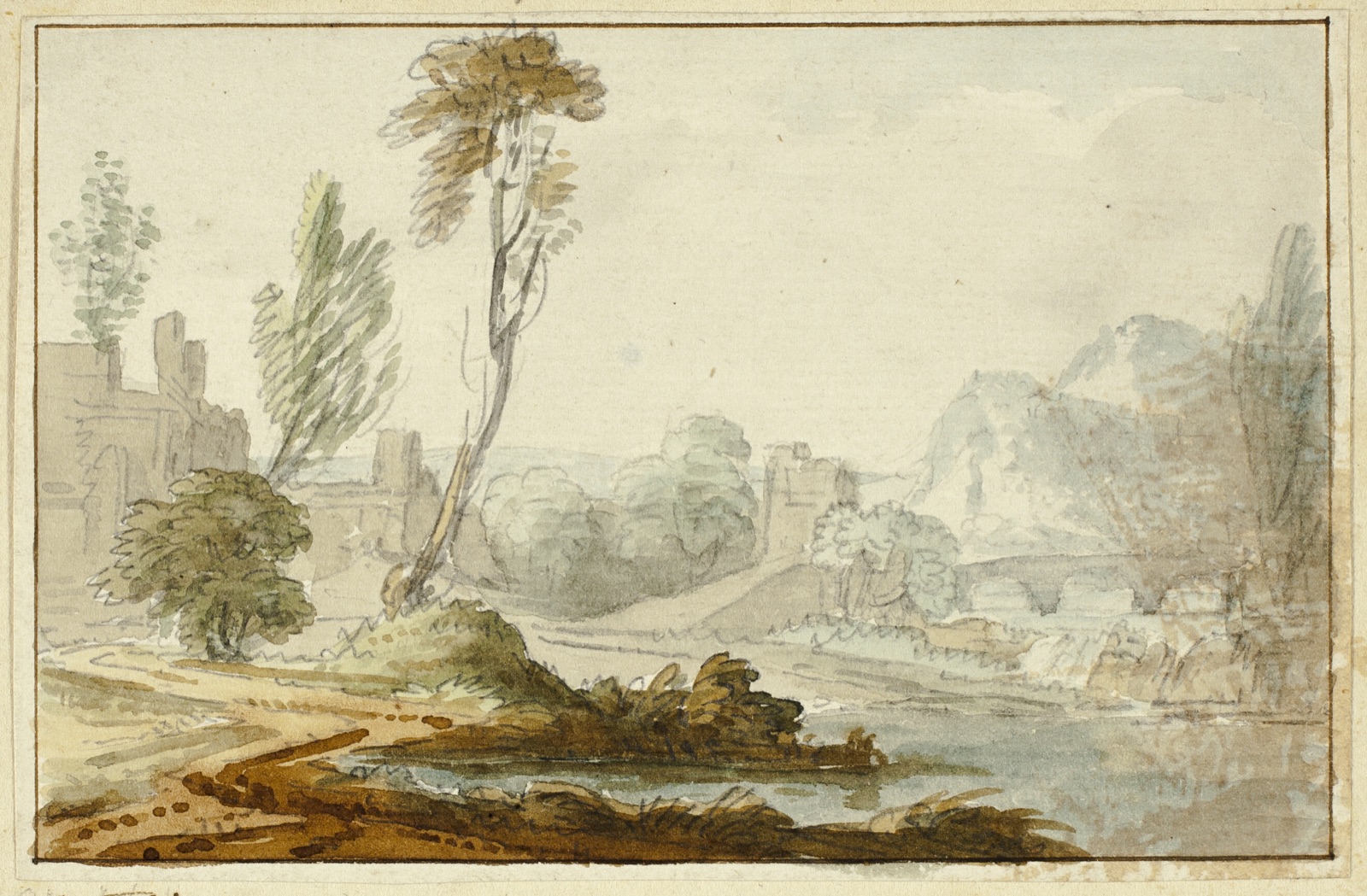 Idyllic Landscape — Attributed to Jean Baptiste Claude Chatelain; French, c. 1710- c. 1771