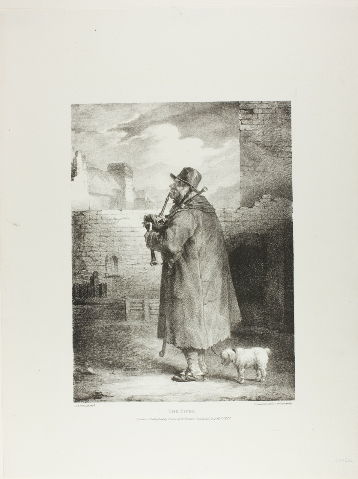 The Piper, plate 1 from Various Subjects Drawn from Life and on Stone (The English Suite) — Jean Louis André Théodore Géricault (French, 1791-1824); printed by Charles Joseph Hullmandel (German and English, 1789-1850); published by Rodwell and Martin