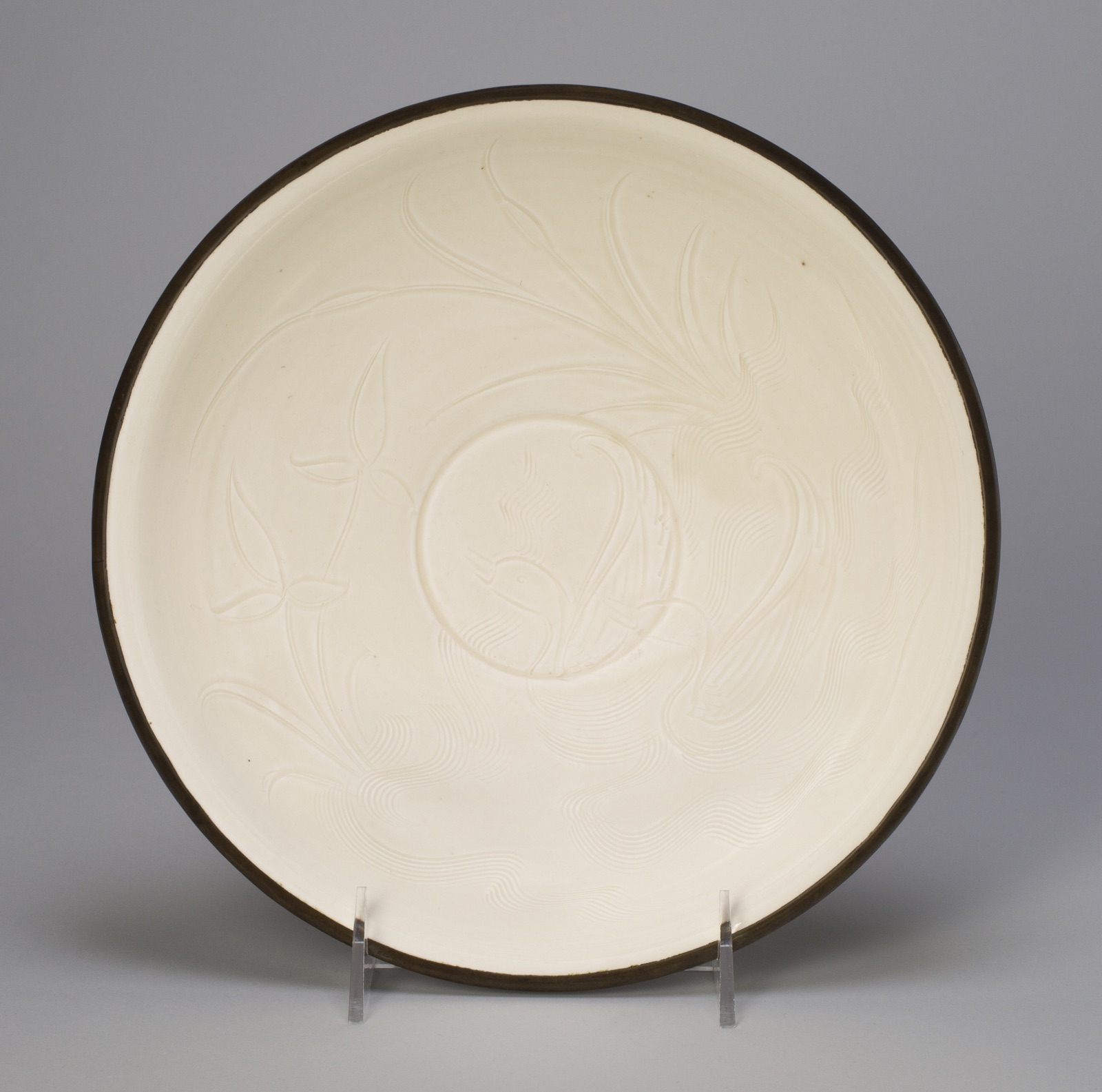Bowl with Mandarin Ducks among Leaves and Cattails — China