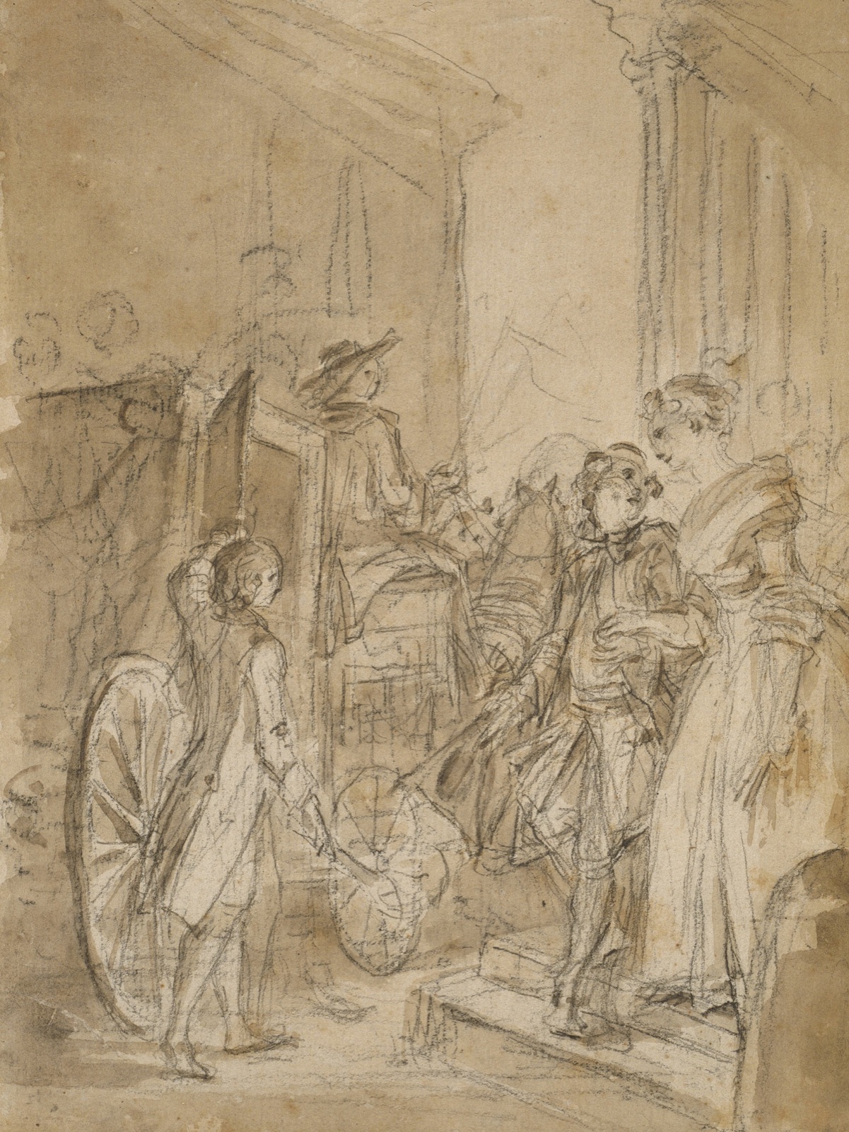 The Departure by Coach — Jean-Honoré Fragonard; French, 1732-1806