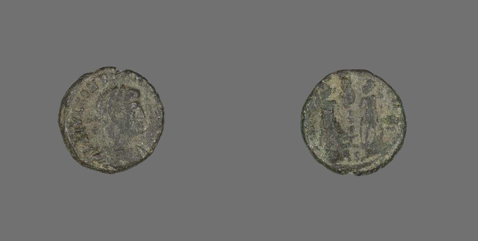 Coin Portraying Emperor Constans or Emperor Constantius II — Roman