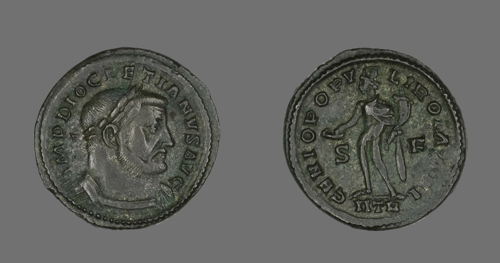 Coin Portraying Emperor Diocletian — Roman, minted in Trier
