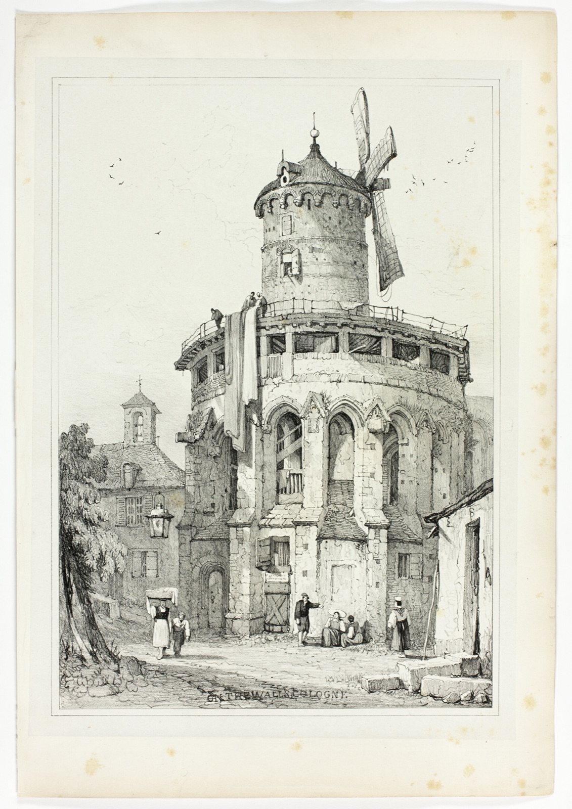 On the Walls, Cologne, from Facsimiles of Sketches made in Flanders and Germany — Samuel Prout (English, 1783-1852); printed by Charles Joseph Hullmandel (English, 1789-1850)