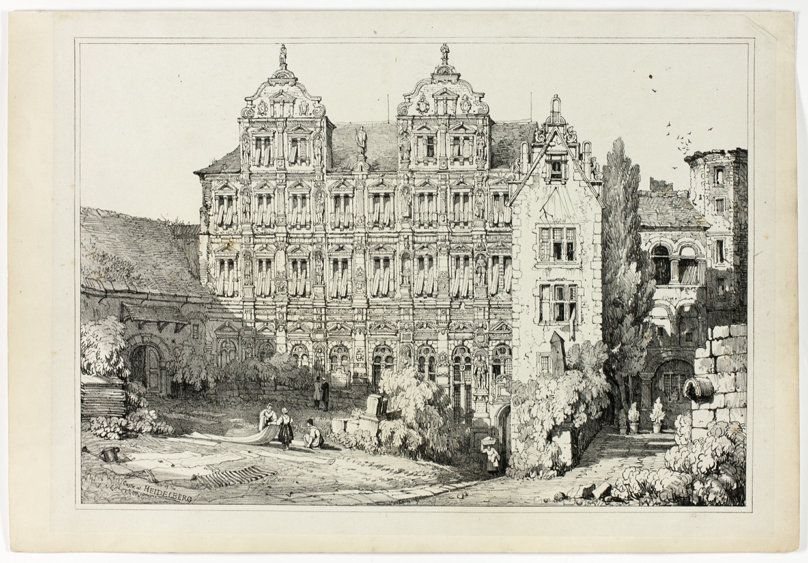Part of the Castle at Heidelberg, from Facsimiles of Sketches made in Flanders and Germany — Samuel Prout (English, 1783-1852); printed by Charles Joseph Hullmandel (English, 1789-1850)
