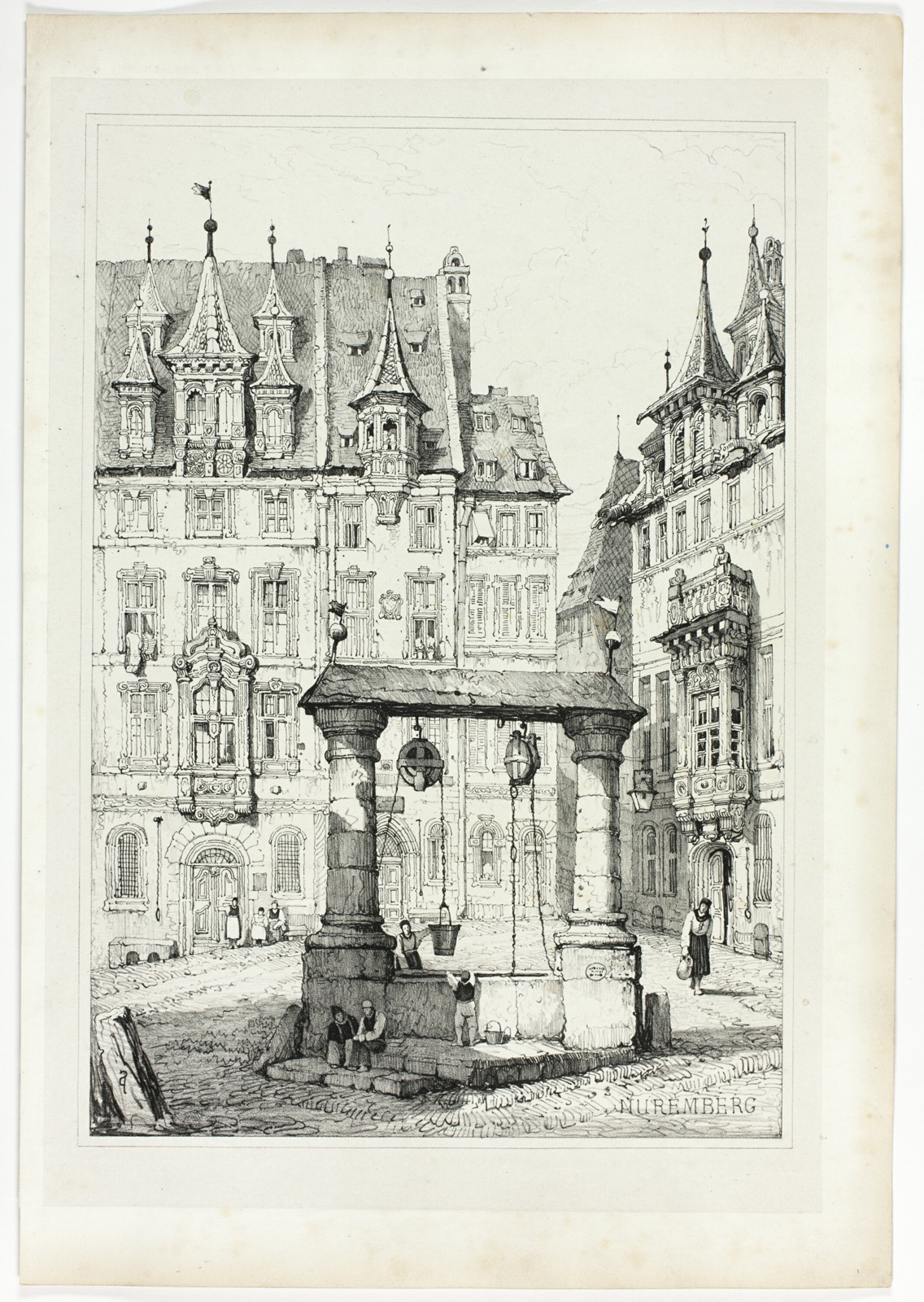 Nuremberg, from Facsimiles of Sketches made in Flanders and Germany — Samuel Prout (English, 1783-1852); printed by Charles Joseph Hullmandel (English, 1789-1850)