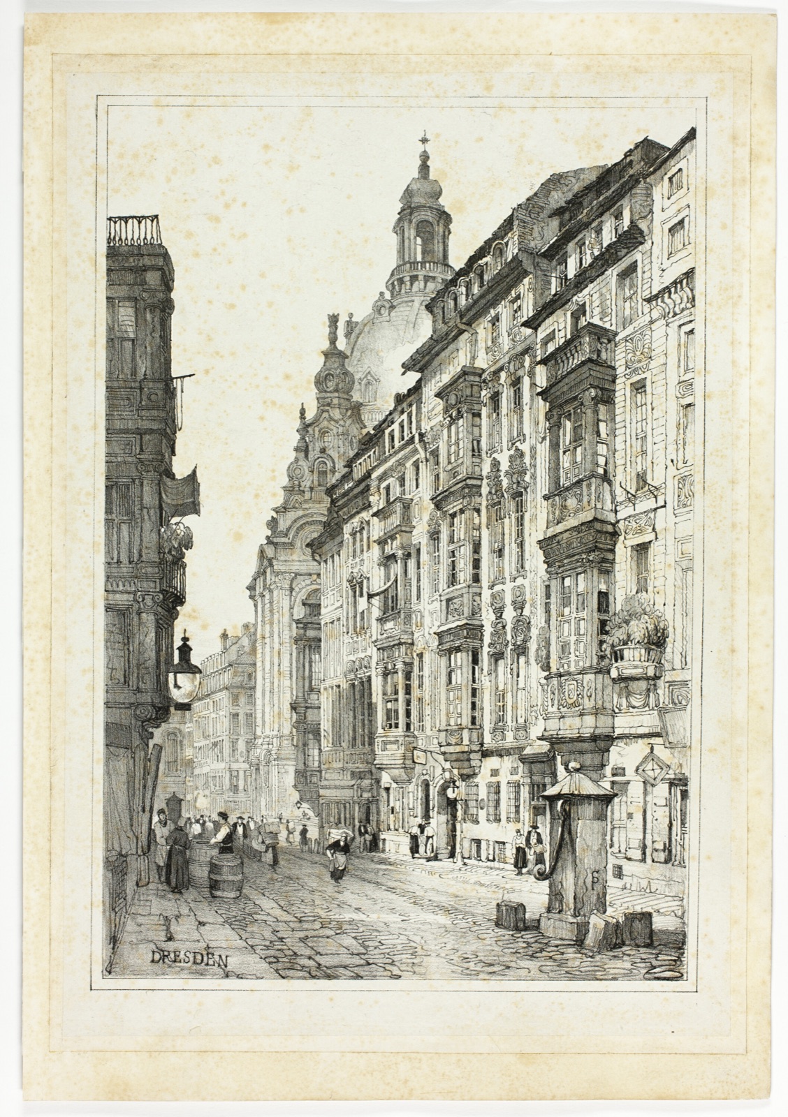 Dresden, from Facsimiles of Sketches made in Flanders and Germany — Samuel Prout (English, 1783-1852); printed by Charles Joseph Hullmandel (English, 1789-1850)