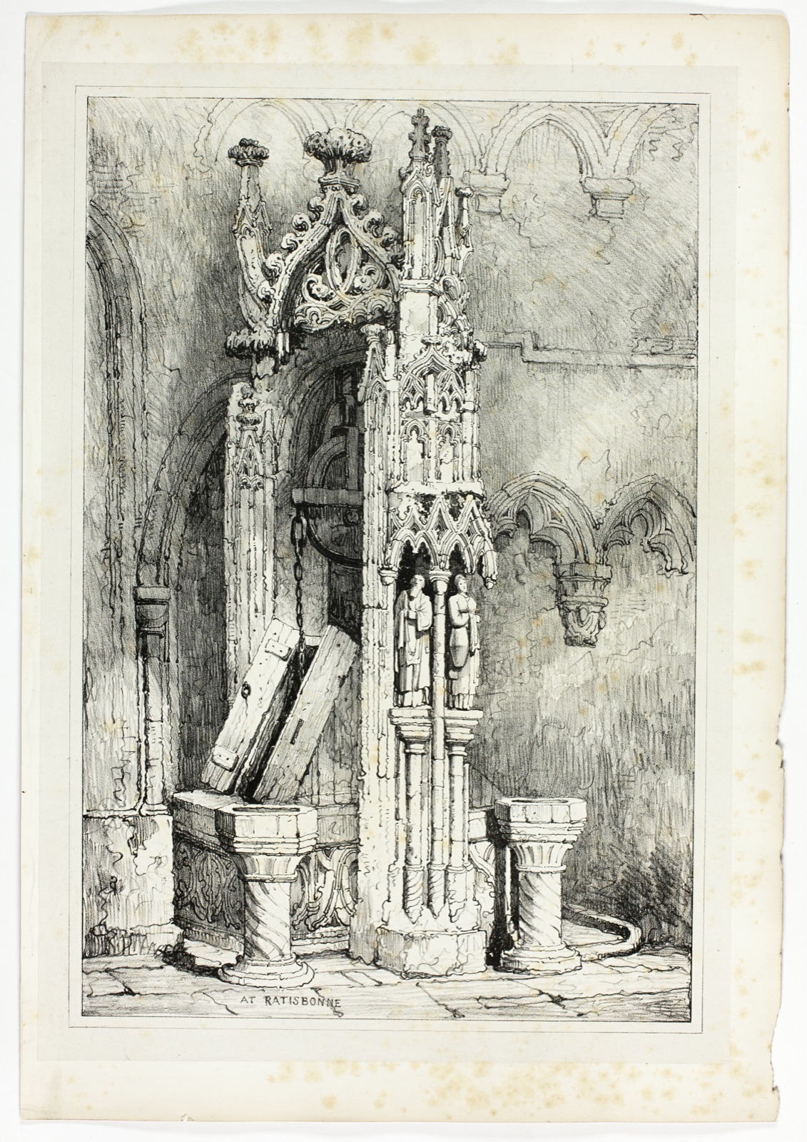 At Ratisbonne, from Facsimiles of Sketches made in Flanders and Germany — Samuel Prout (English, 1783-1852); printed by Charles Joseph Hullmandel (English, 1789-1850)
