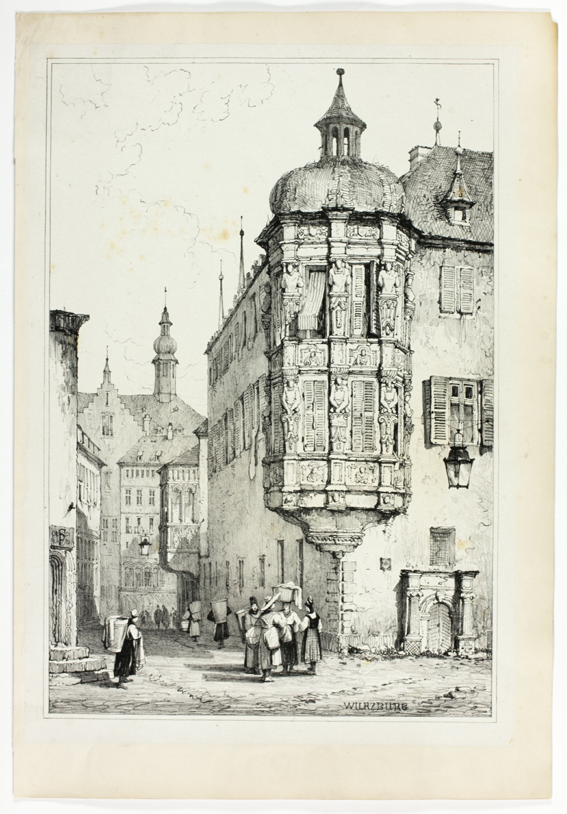Wurzburg, from Facsimiles of Sketches made in Flanders and Germany — Samuel Prout (English, 1783-1852); printed by Charles Joseph Hullmandel (English, 1789-1850)
