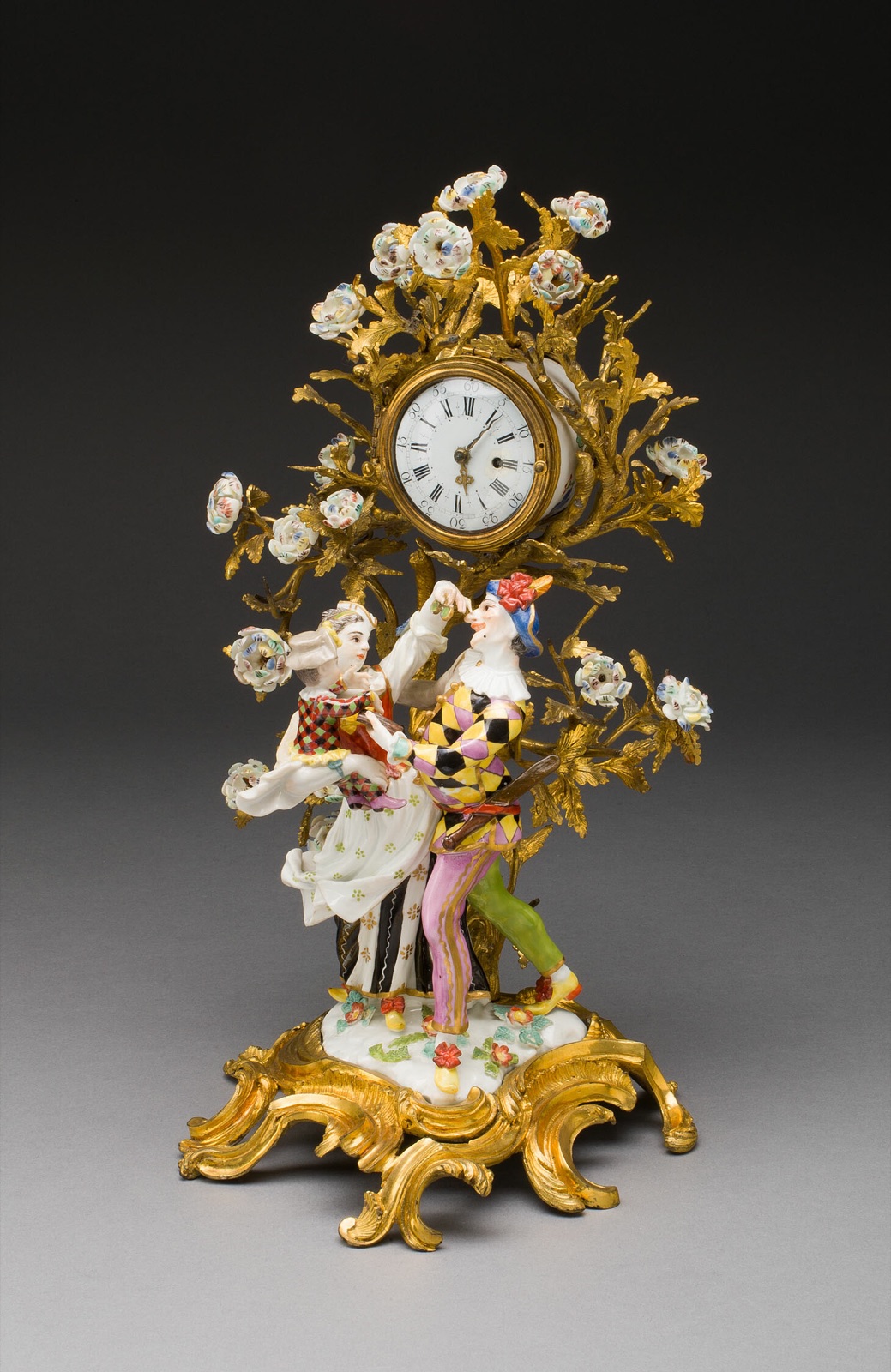 Harlequin Family Clock — Meissen Porcelain Manufactory; German, founded 1710; Model by: Kändler, Johann J.; German, 1706-1775