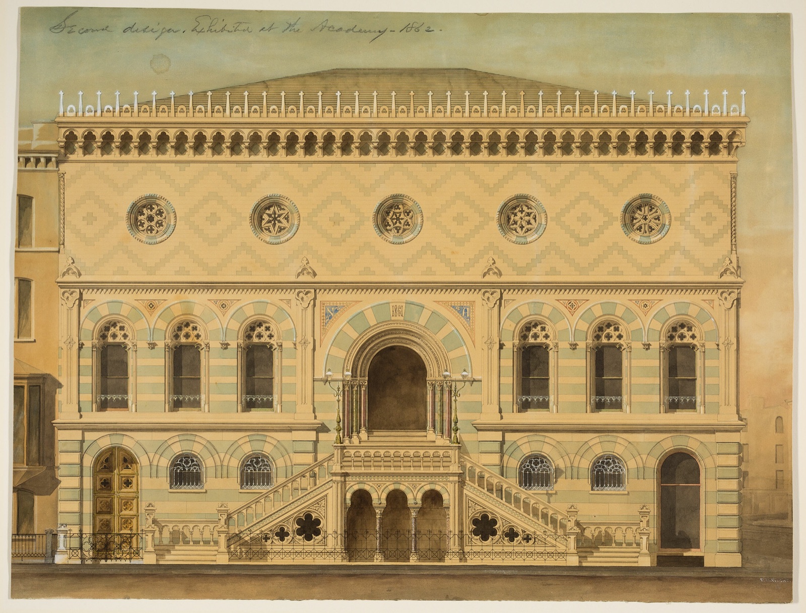 National Academy of Design Competition, New York, New York, South Elevation — Peter Bonnett Wight; American, 1838–1925