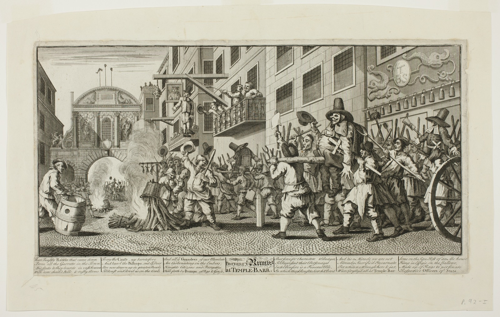 Burning the Rumps at Temple Bar, plate eleven from Hudibras — William Hogarth; English, 1697-1764