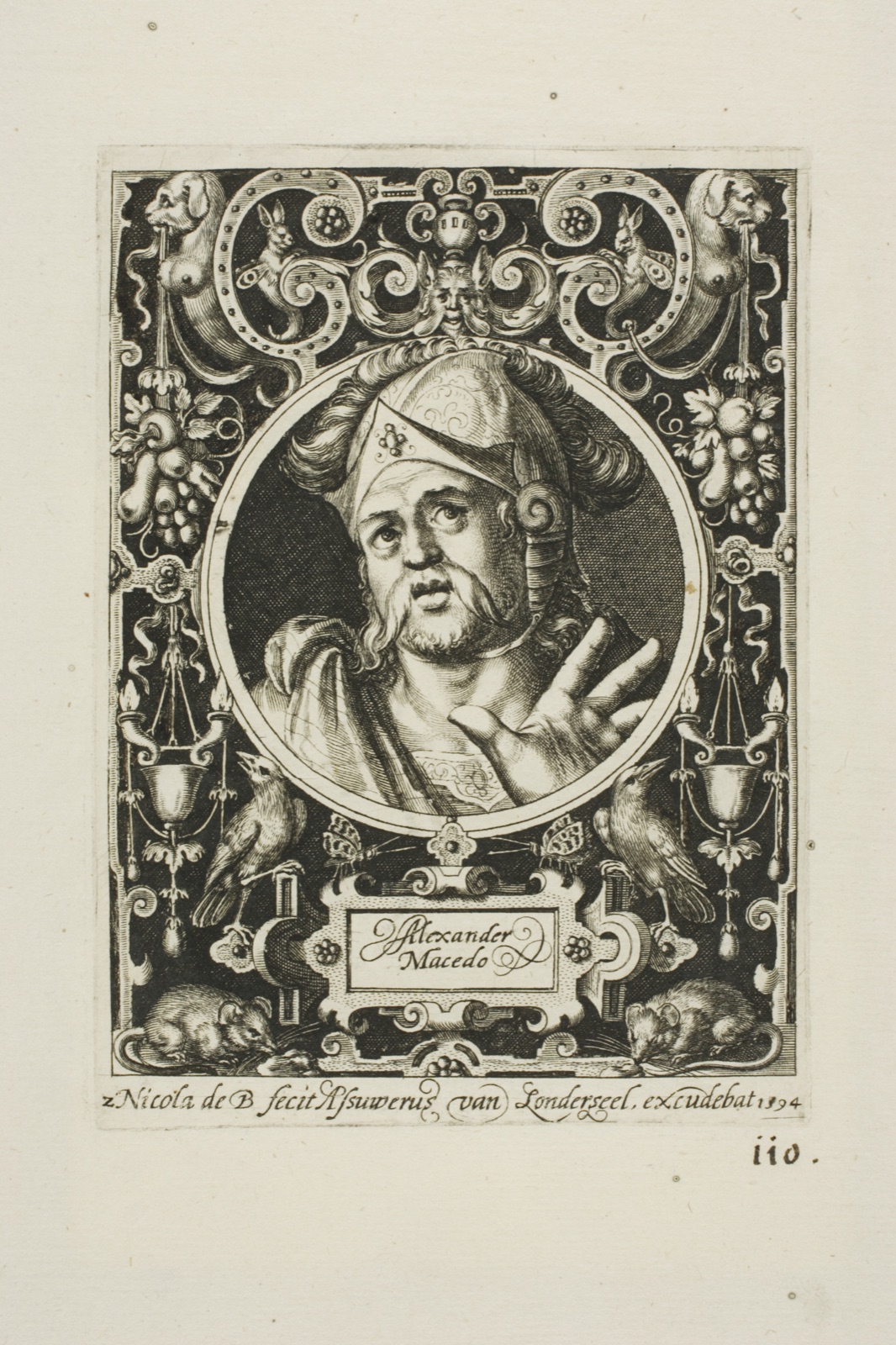 Alexander the Great, plate two from The Nine Worthies — Nicolaes de Bruyn (Flemish, 1571-1656); published by Assuerus van Londerseel (Flemish, 1572-1635)