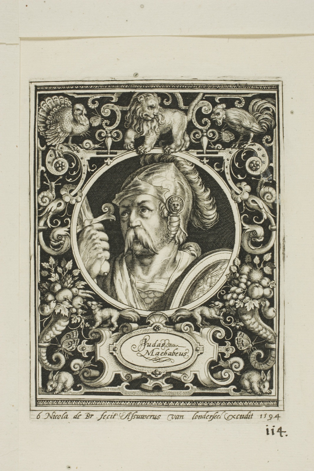 Judas Macabee, plate six from The Nine Worthies — Nicolaes de Bruyn (Flemish, 1571-1656); published by Assuerus van Londerseel (Flemish, 1572-1635)