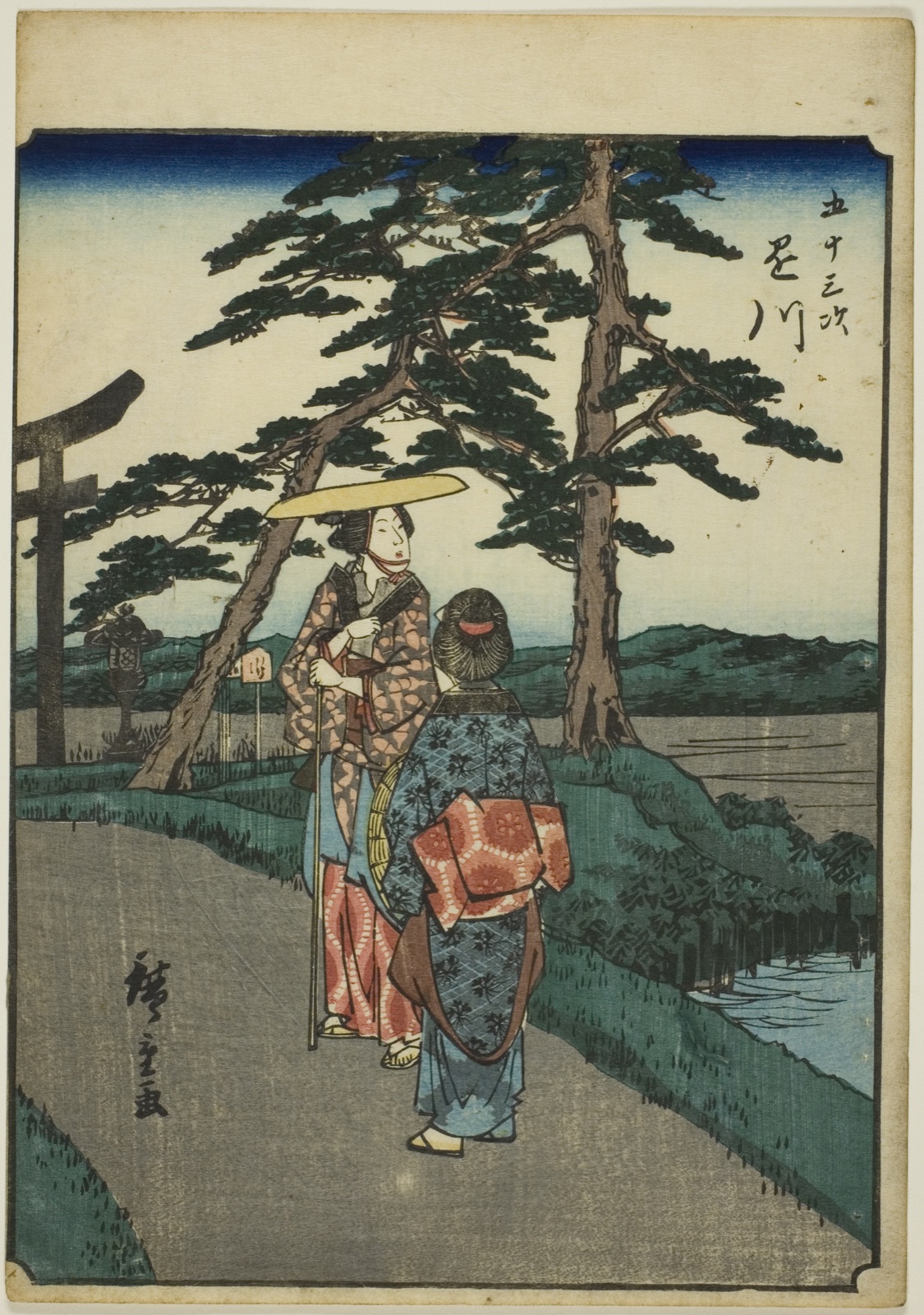 Kakegawa, from the series "Fifty-three Stations [of the Tokaido] (Gojusan tsugi)," also known as the Figure Tokaido (Jinbutsu Tokaido) — Utagawa Hiroshige 歌川 広重; Japanese, 1797-1858