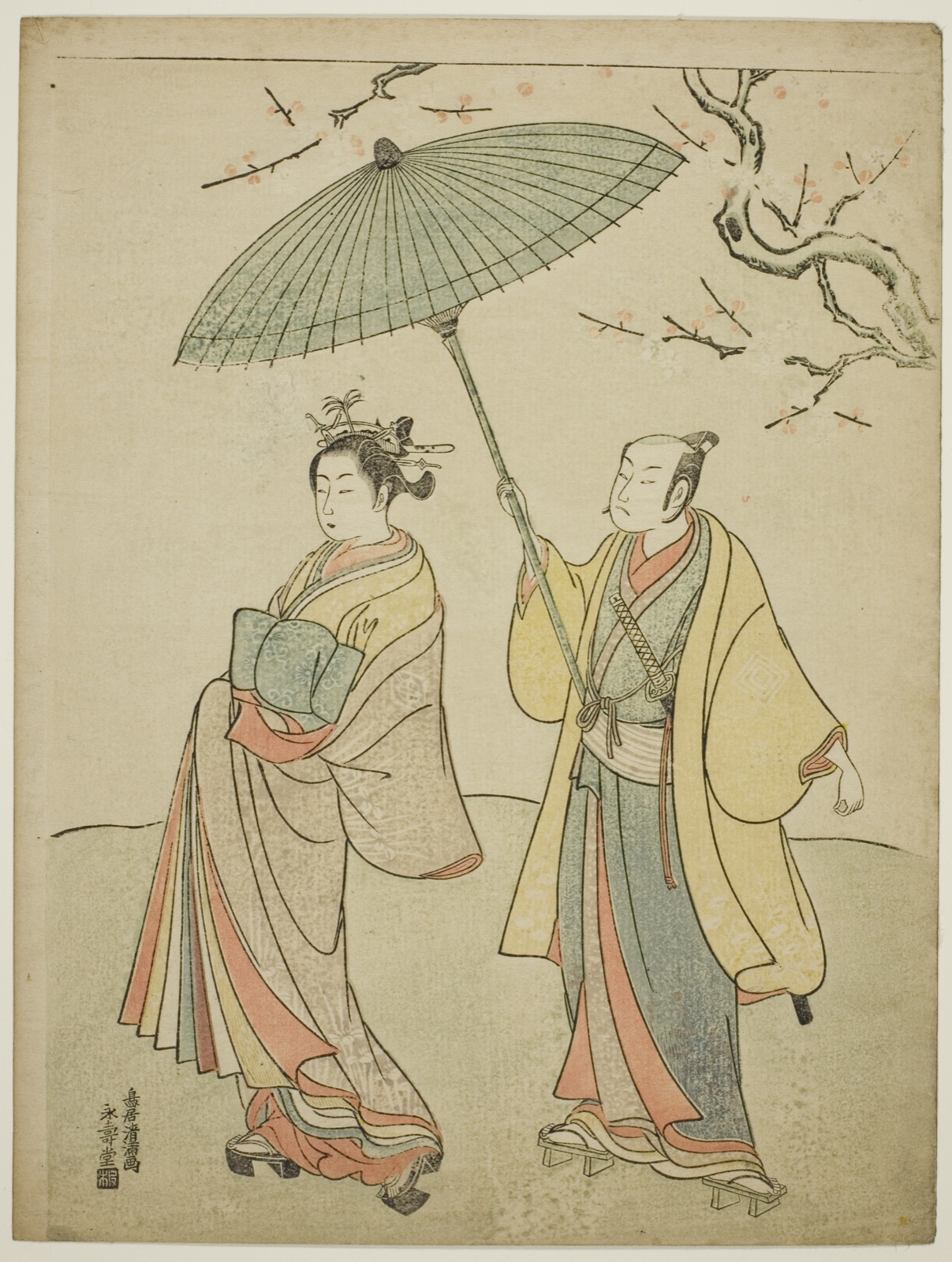 The Actors Ichikawa Komazo I (L) and Nakamura Matsue I (R) — Torii Kiyomitsu I; Japanese, 1735–1785
