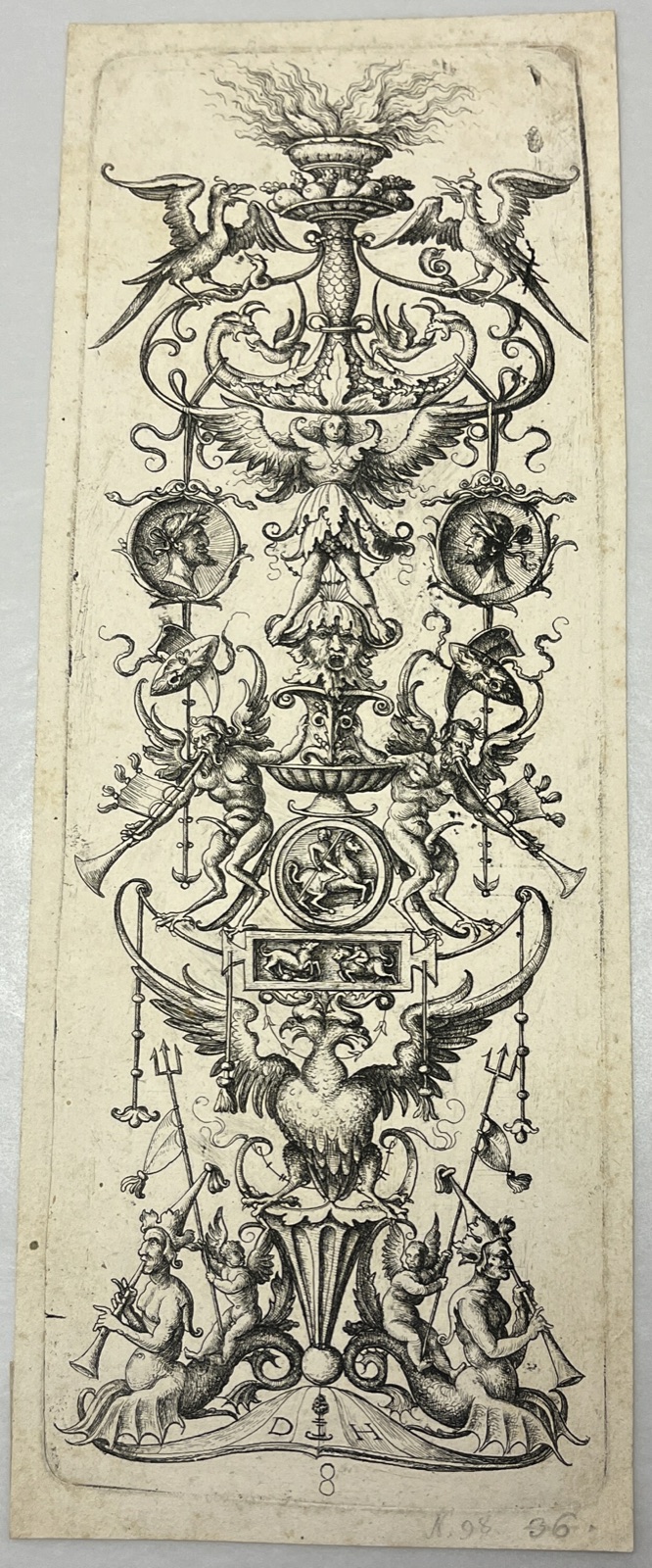 Grotesque Candelabra with Musical Sayrs and Relief Medallions — Daniel I Hopfer (German, 1470-1536)