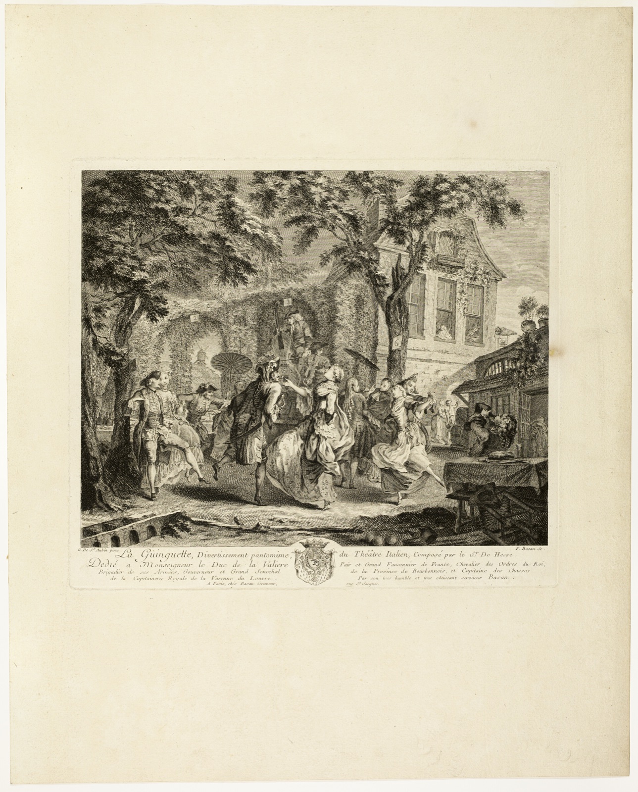 La Guinguette, Divertissment pantomine, du Theatre Italien (The Dance Hall, a Diverting pantomine, from Italian Theatre) — Pierre François Basan (French, 1723-1797); after Gabriel de Saint-Aubin (French, 1724-1780)