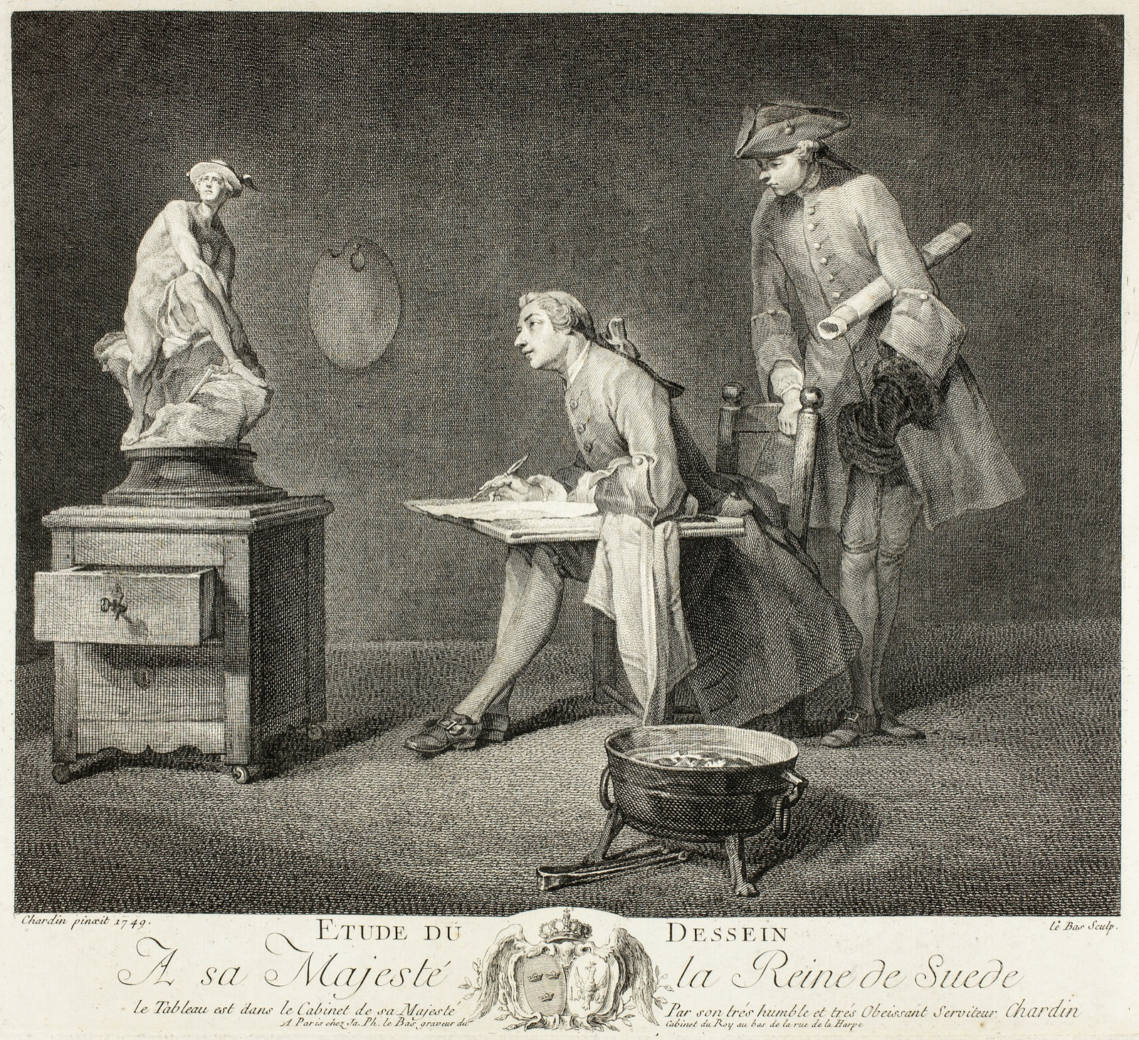 Etude du Dessein (The Drawing Lesson) — Jacques Philippe Le Bas (French, 1707-1783); after Jean Siméon Chardin (French, 1699-1779)