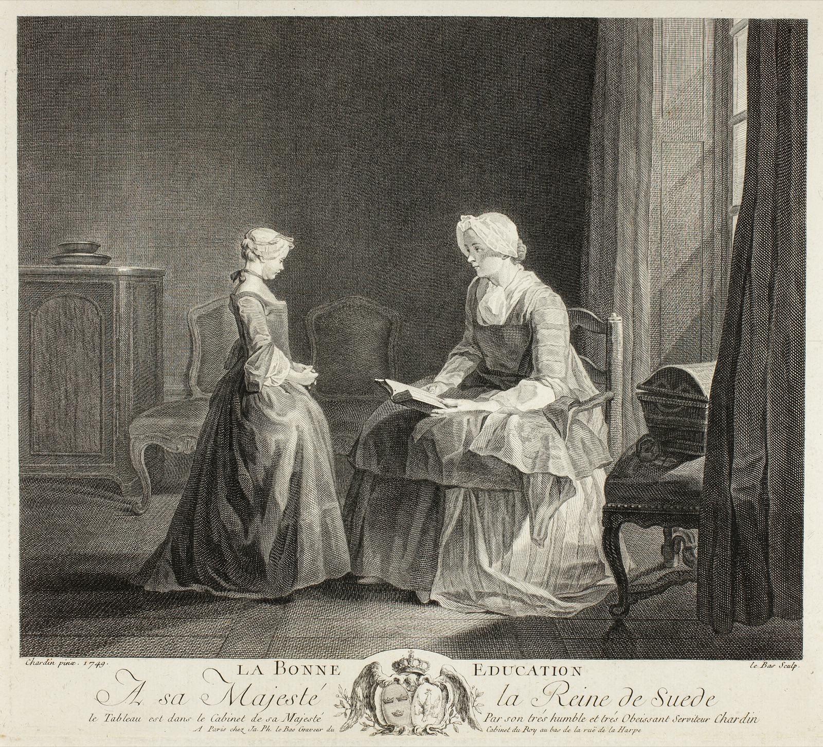 La Bonne Education (The Good Education) — Jacques Philippe Le Bas (French, 1707-1783); after Jean Siméon Chardin (French, 1699-1779)