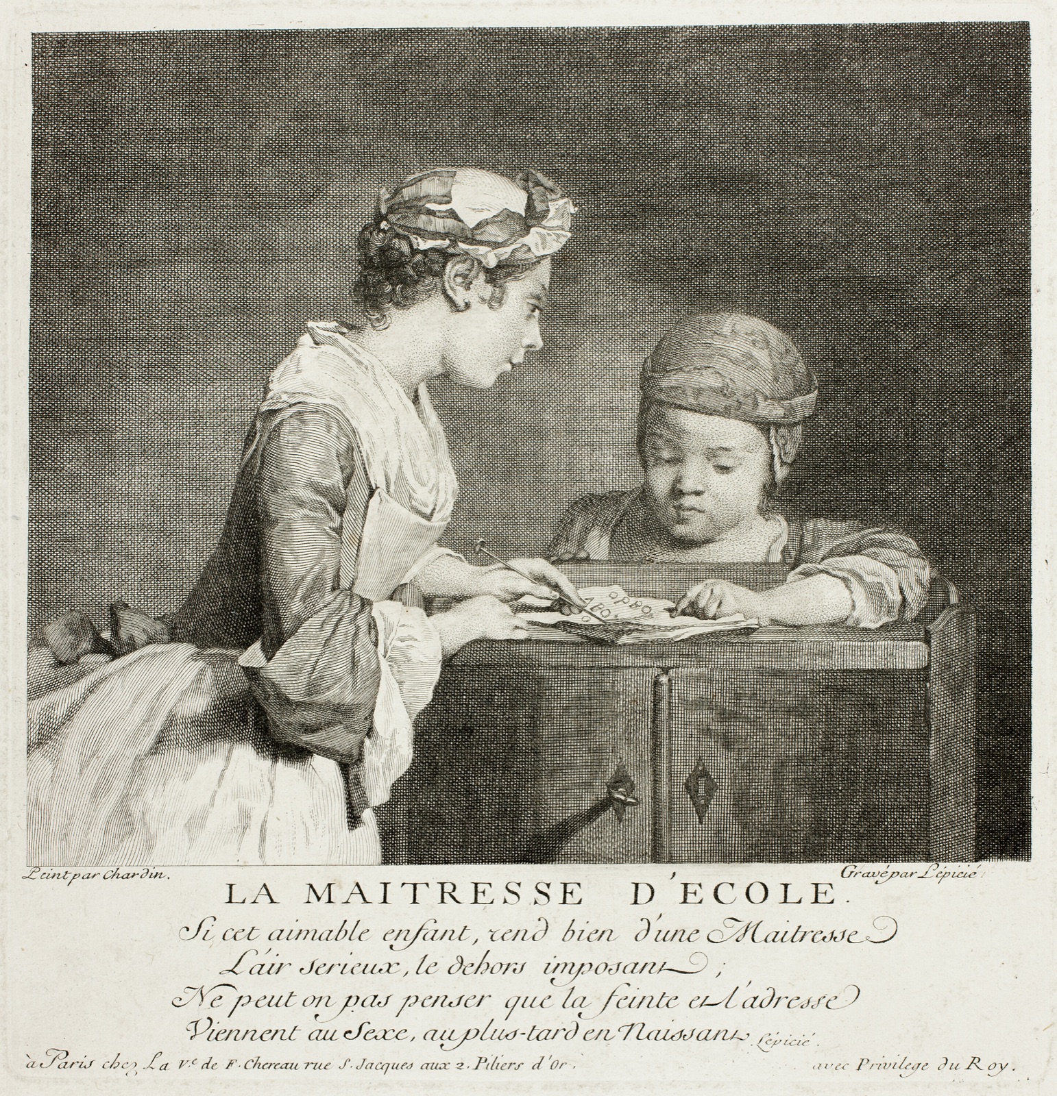 School Mistress — François Bernard Lépicié (French, 1698-1755); after Jean Siméon Chardin (French, 1699-1779)
