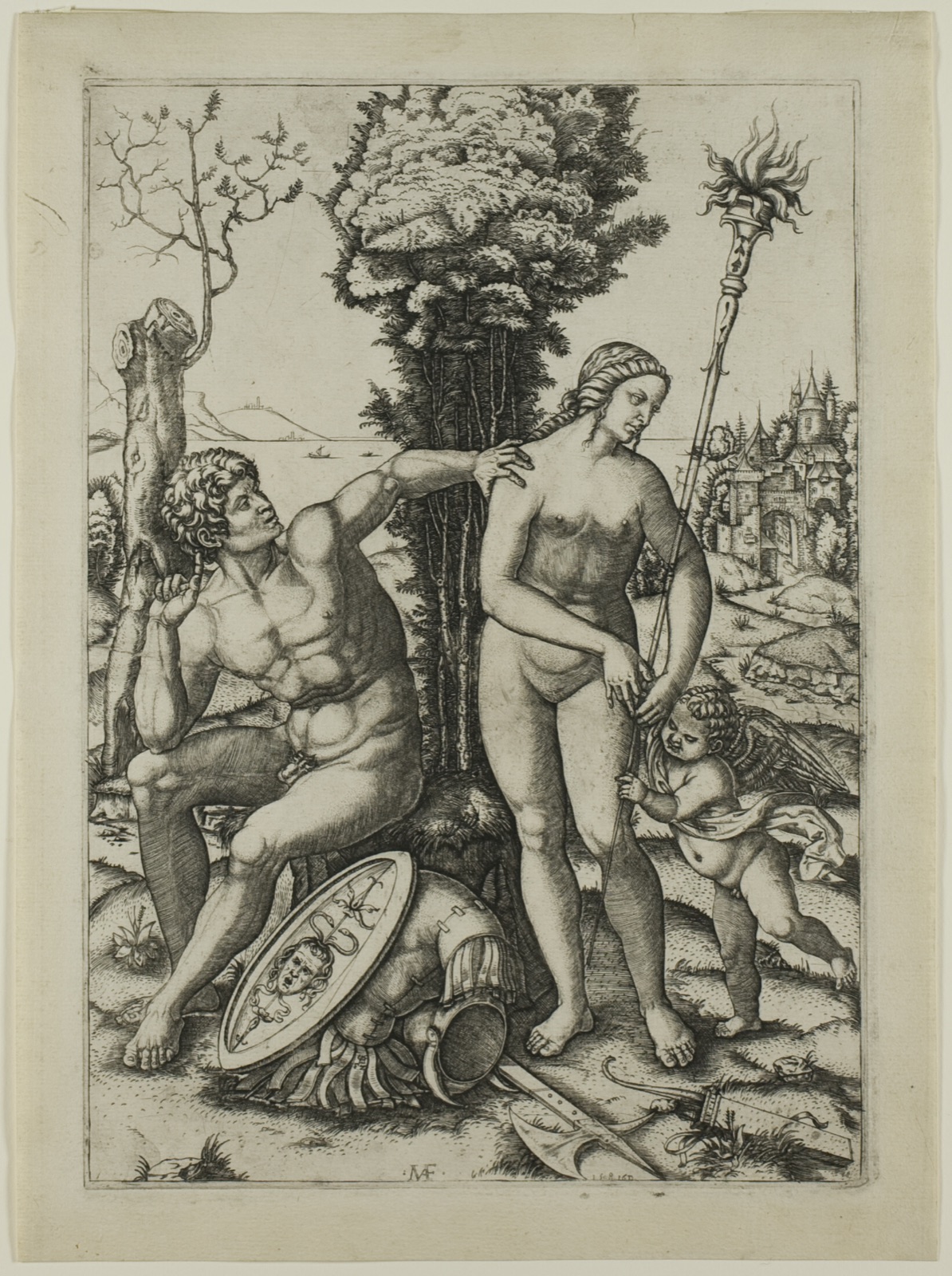 Mars, Venus and Cupid — Marcantonio Raimondi; Italian, 1470/82-1527/34