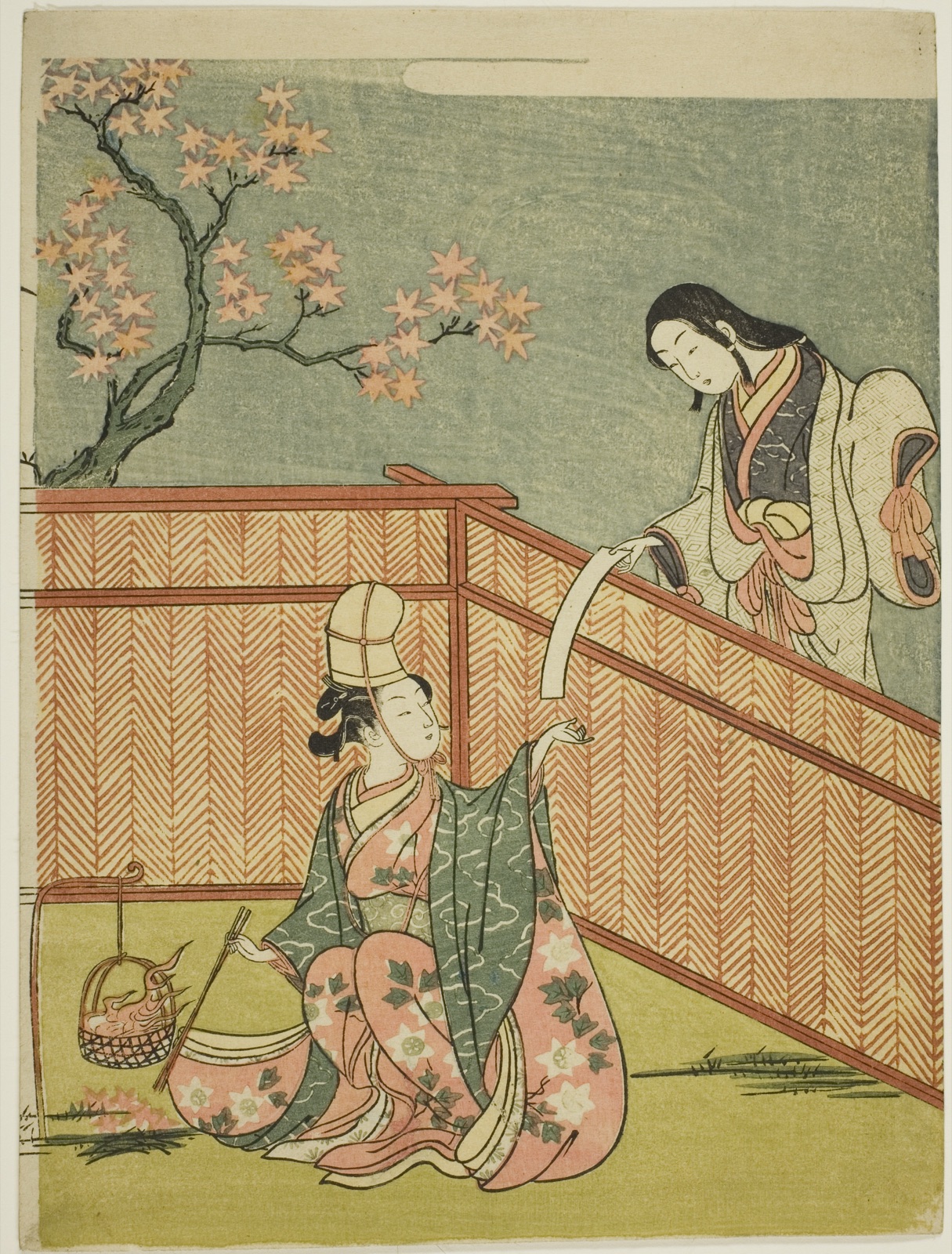 Burning Autumn Maple Leaves — Suzuki Harunobu 鈴木 春信; Japanese, 1725 (?)-1770
